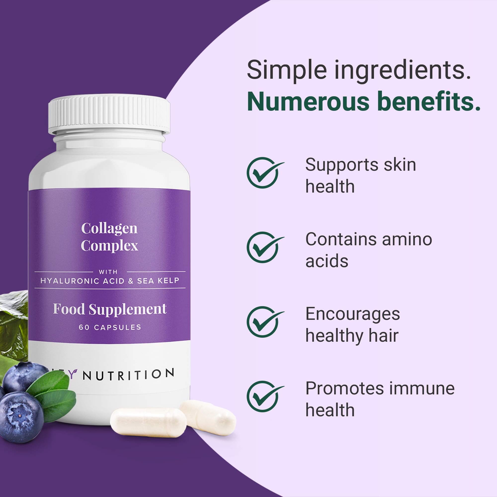Hey Nutrition Collagen Complex Hyaluronic Acid & Sea Kelp Vitamin E, C, Biotin - Healthy Nails, Skin, Hair Joints Metabolism Hey NutritionAu supplements