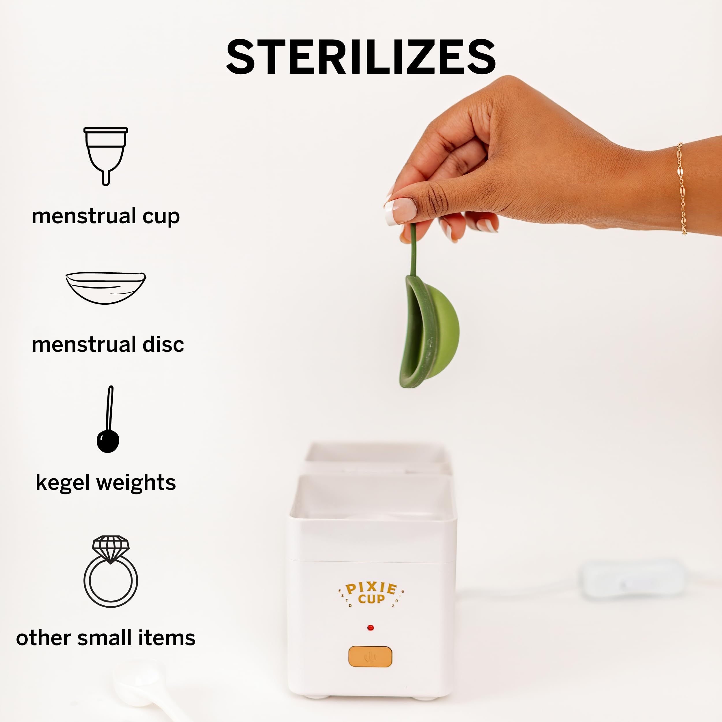 Pixie Menstrual Cup Sterilizer Cleaner Machine - The Only Hinged Lid Steamer & Drying Stand Pixie CupAu supplements
