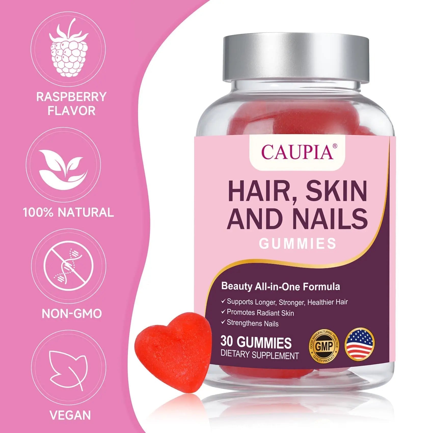 CAUPIA Hair Skin and Nails Gummies, All-in-One Advanced Formula Supports Hair Growth - Skin Health & Nail Strength - 30 Gummies CAUPIAAu supplements