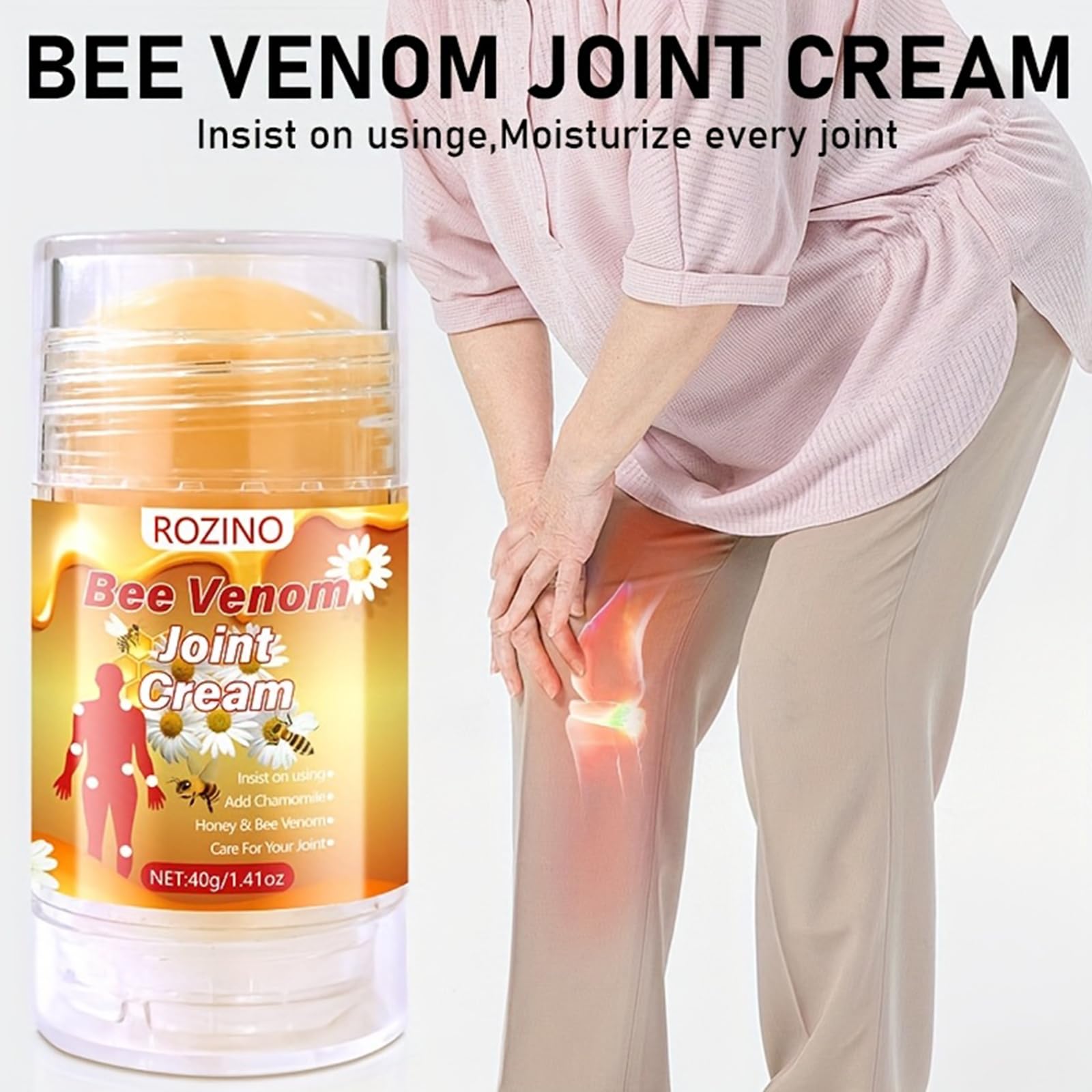 Bee Venom Joint Cream – Advanced Joint Support Cream with Honey & Chamomile, Soothing Formula for Aches & Stiffness in Knees, Hands, Back, Natural Relief Cream for Daily Joint Care (Bee venom) GenericAu supplements