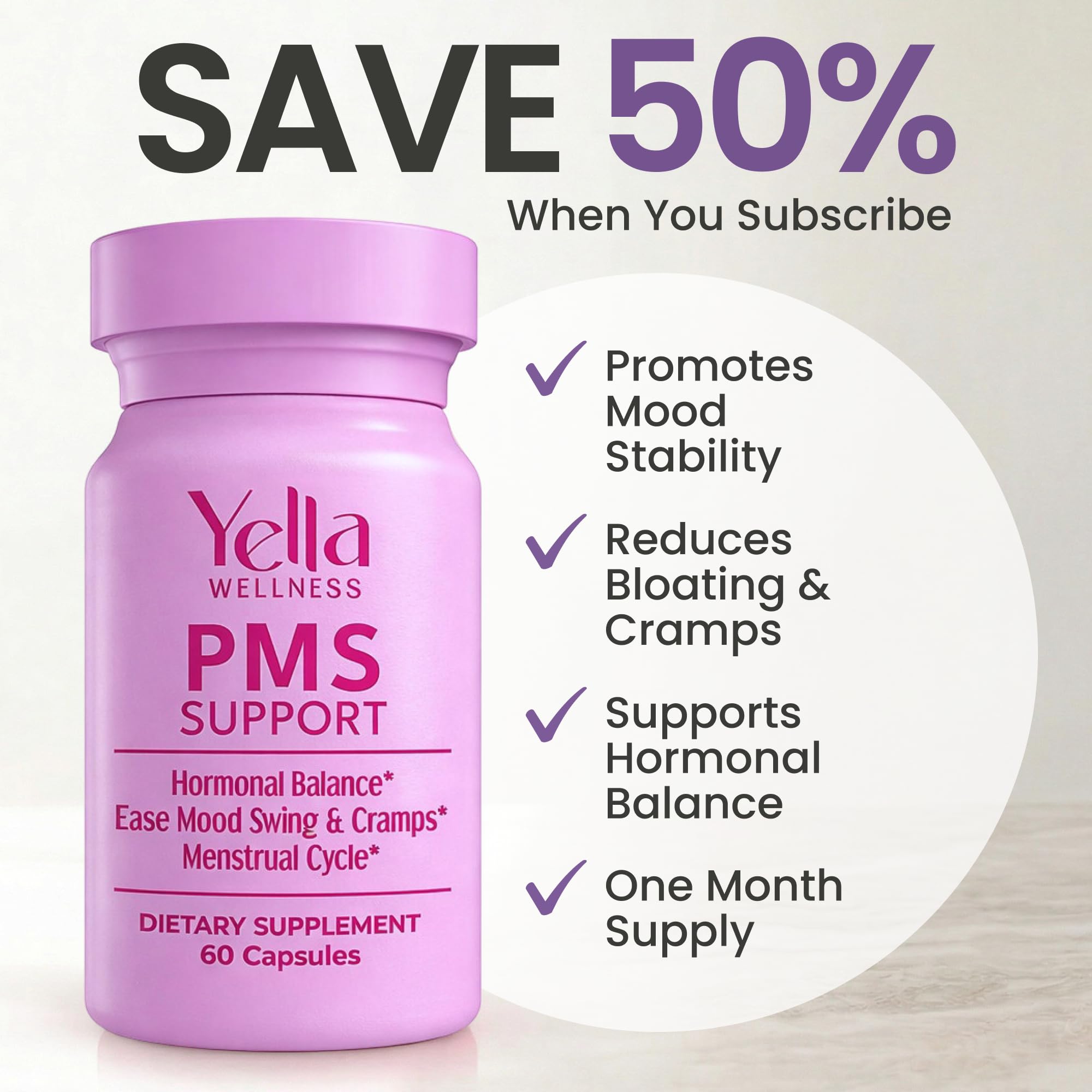 YELLA WELLNESS Hormone Balance for Women - PMS Support Supplement for Women w/Chaste Tree, Dong Quai and Ashwagandha- PMS and Menopause Relief for Bloating, Cramps and Mood Swings- (60ct) YELLA WELLNESSAu supplements