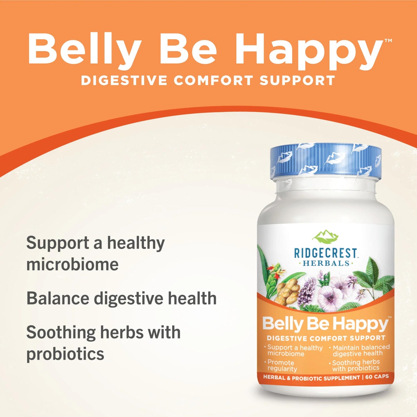 RidgeCrest Herbals Belly Be Happy - 60 Capsules - Digestive Comfort Support - Non-GMO RidgeCrest HerbalsUS supplements