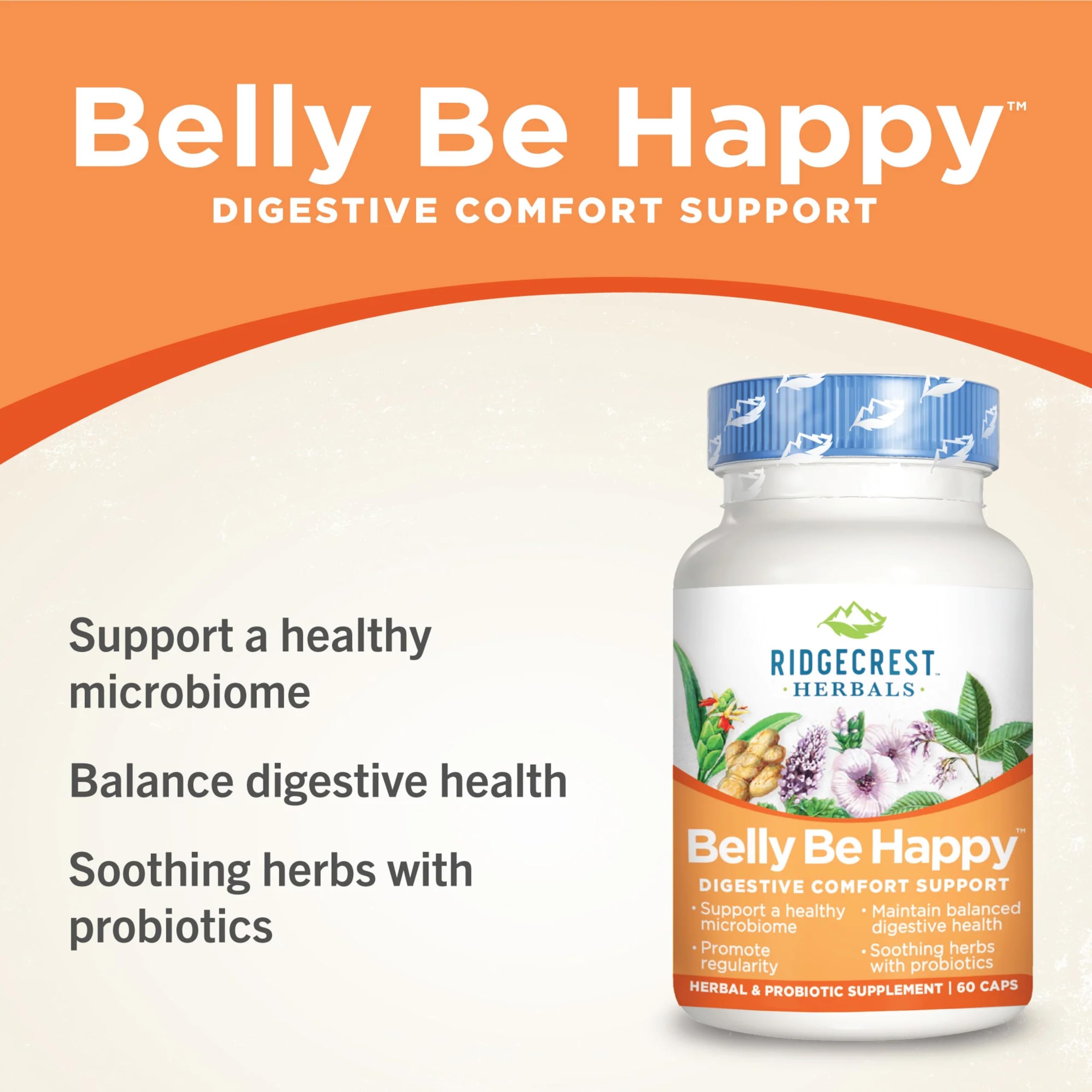 RidgeCrest Herbals Belly Be Happy - 60 Capsules - Digestive Comfort Support - Non-GMO RidgeCrest HerbalsAu supplements