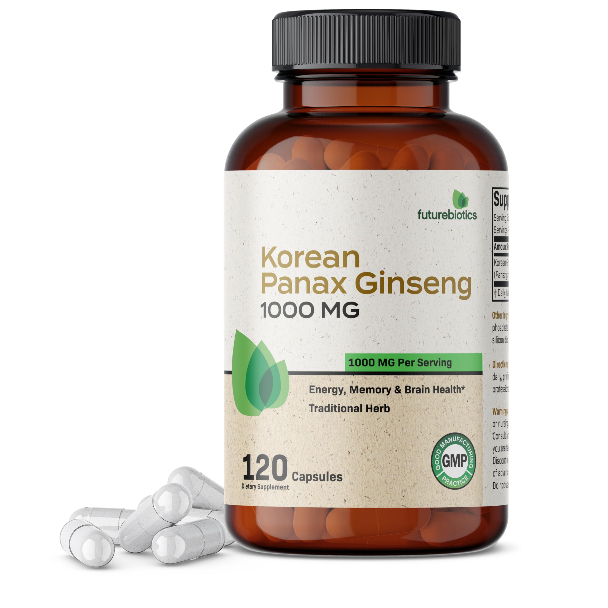 Futurebiotics Korean Panax Ginseng 1000 MG Per Serving Energy, Memory & Brain Health FuturebioticsAu supplements