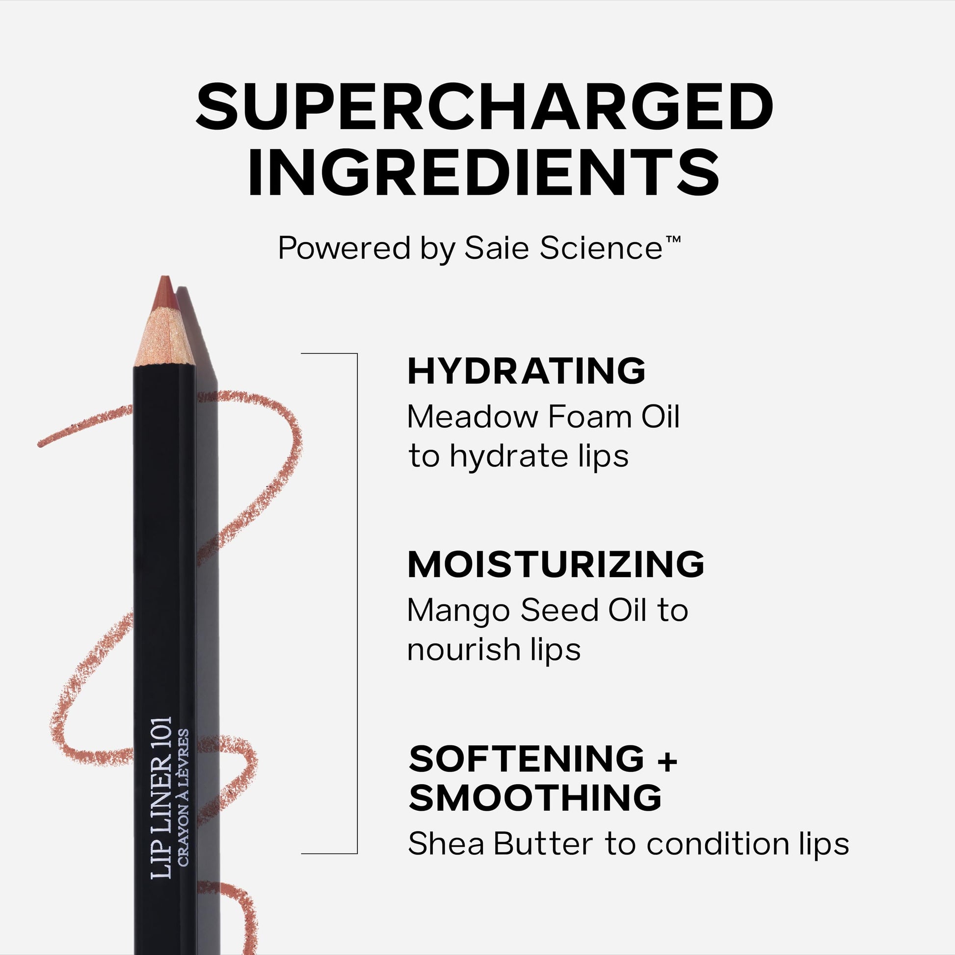 Saie Lip Liner 101 - Lip Pencil Made with a Creamy, Soft Matte Formula for a Naturally Framed or Fully Filled Look - Supercharged with Shea Butter & Jojoba Oil - Tease (.05 oz) SaieAu supplements
