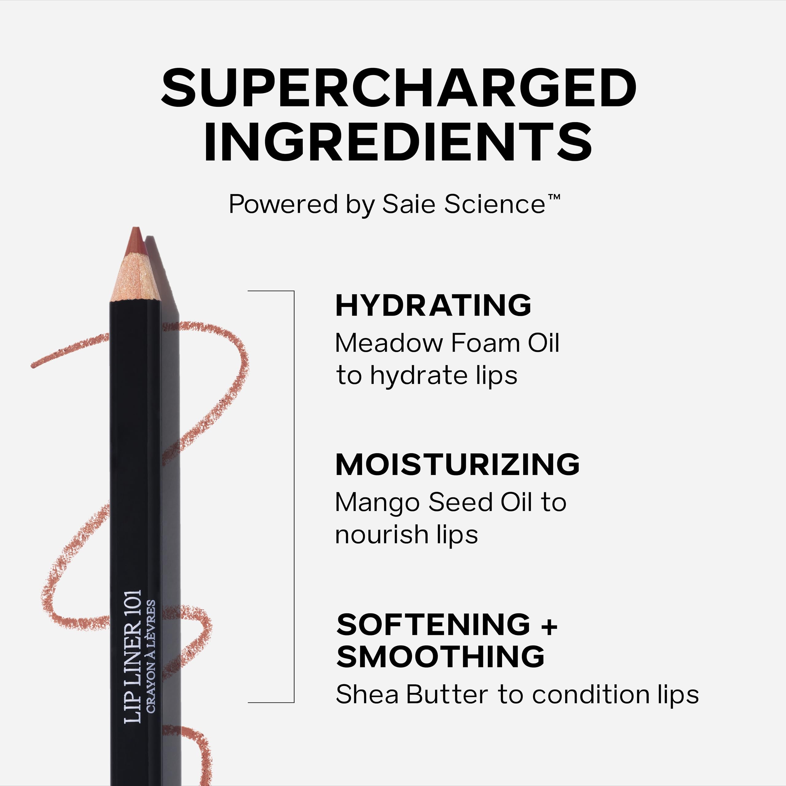 Saie Lip Liner 101 - Lip Pencil Made with a Creamy, Soft Matte Formula for a Naturally Framed or Fully Filled Look - Supercharged with Shea Butter & Jojoba Oil - Tease (.05 oz) SaieAu supplements