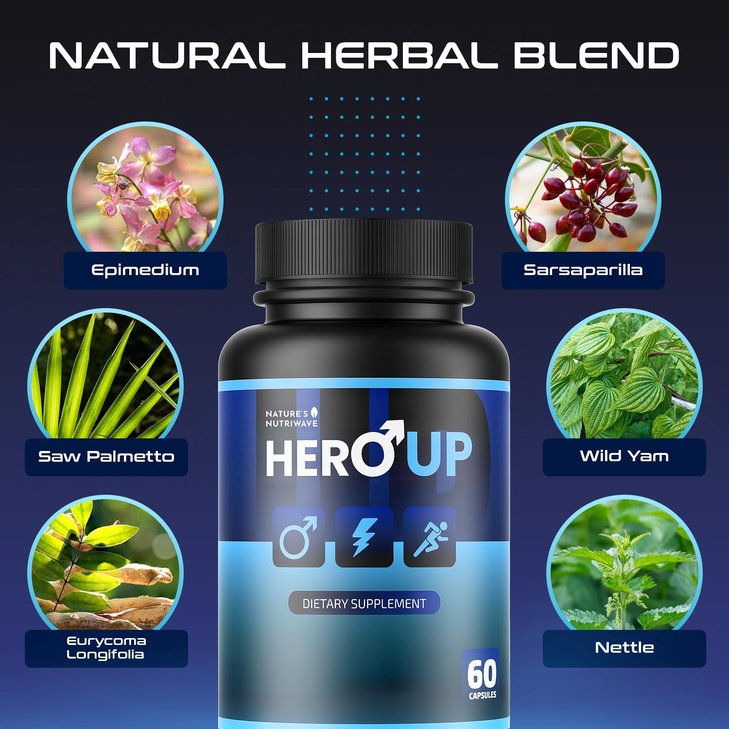 HeroUP - Natural Wellness Supplement with Plant-Based Ingredients – Non-GMO, Stimulant-Free | Made in the USA, GMP-Certified | 60 Capsules, 6 Month Suppy Nature’s NutriWaveAu supplements