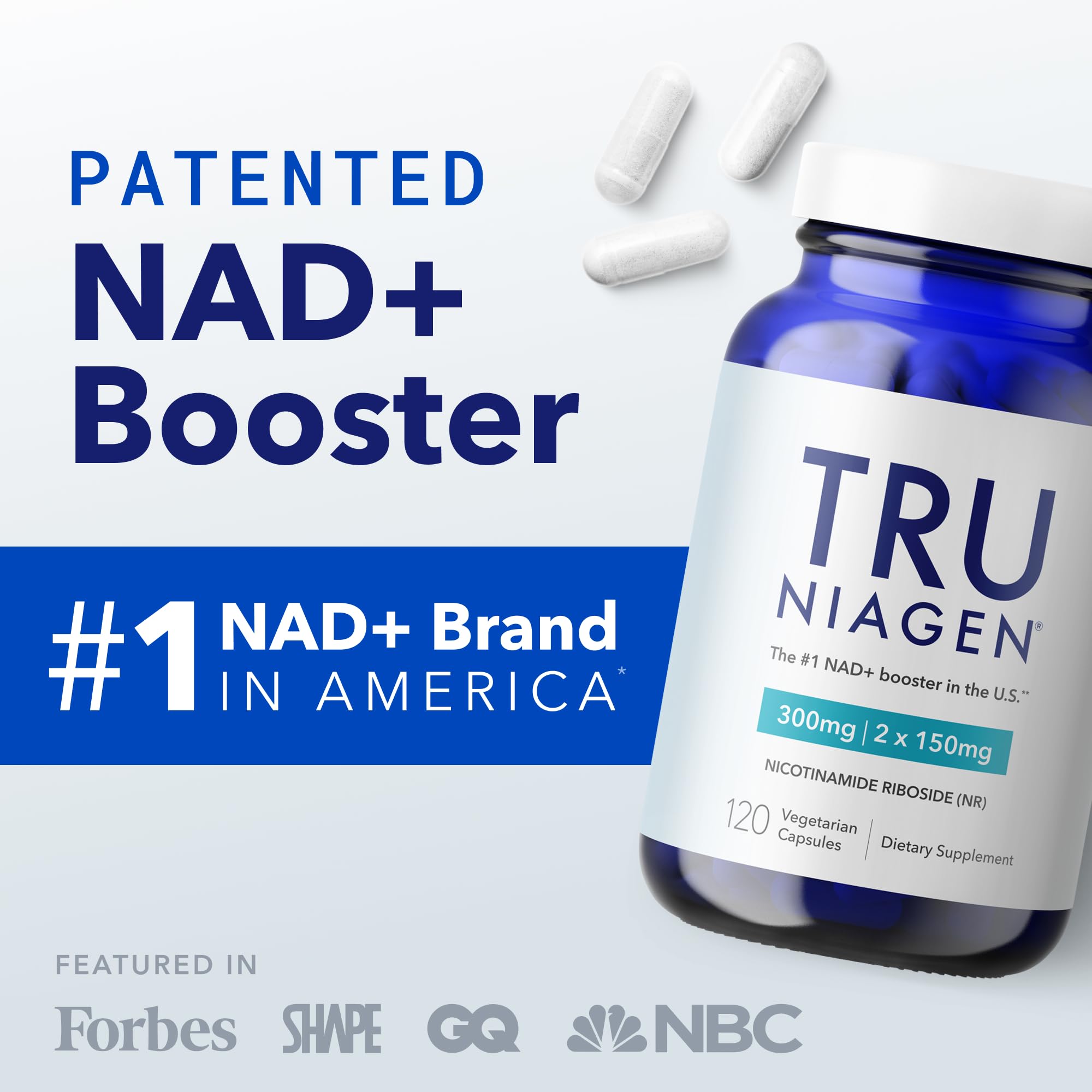 TRU NIAGEN Patented NAD Supplement for Brain Function, Anti Aging & Cell Regeneration, Niagen, 60 300mg Servings | Supports Cellular Energy, Muscle | Nicotinamide Riboside (NR) Take 2 Daily | 1 Bottle TRU NIAGENAu supplements