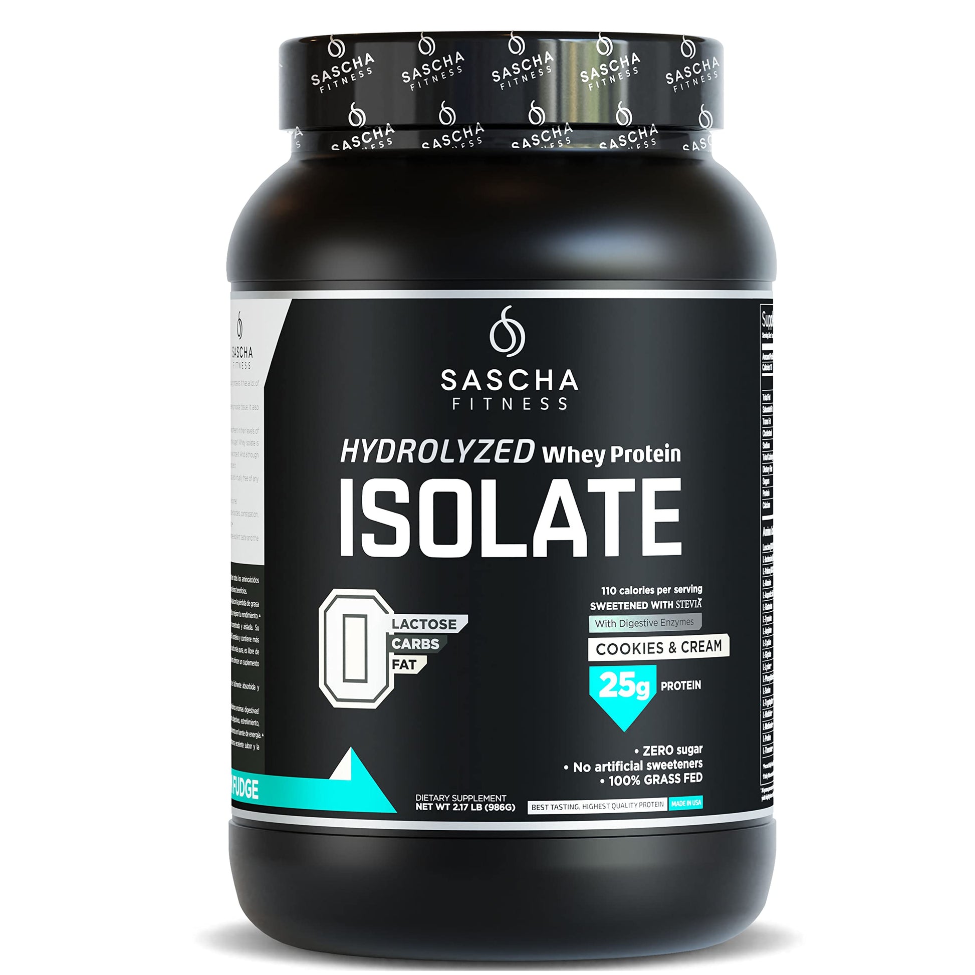 SASCHA FITNESS Hydrolyzed Whey Protein Isolate,100% Grass-Fed (2 Pounds, Cookies SASCHA FITNESSUS supplements