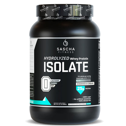 SASCHA FITNESS Hydrolyzed Whey Protein Isolate,100% Grass-Fed (2 Pounds, Cookies SASCHA FITNESSUS supplements