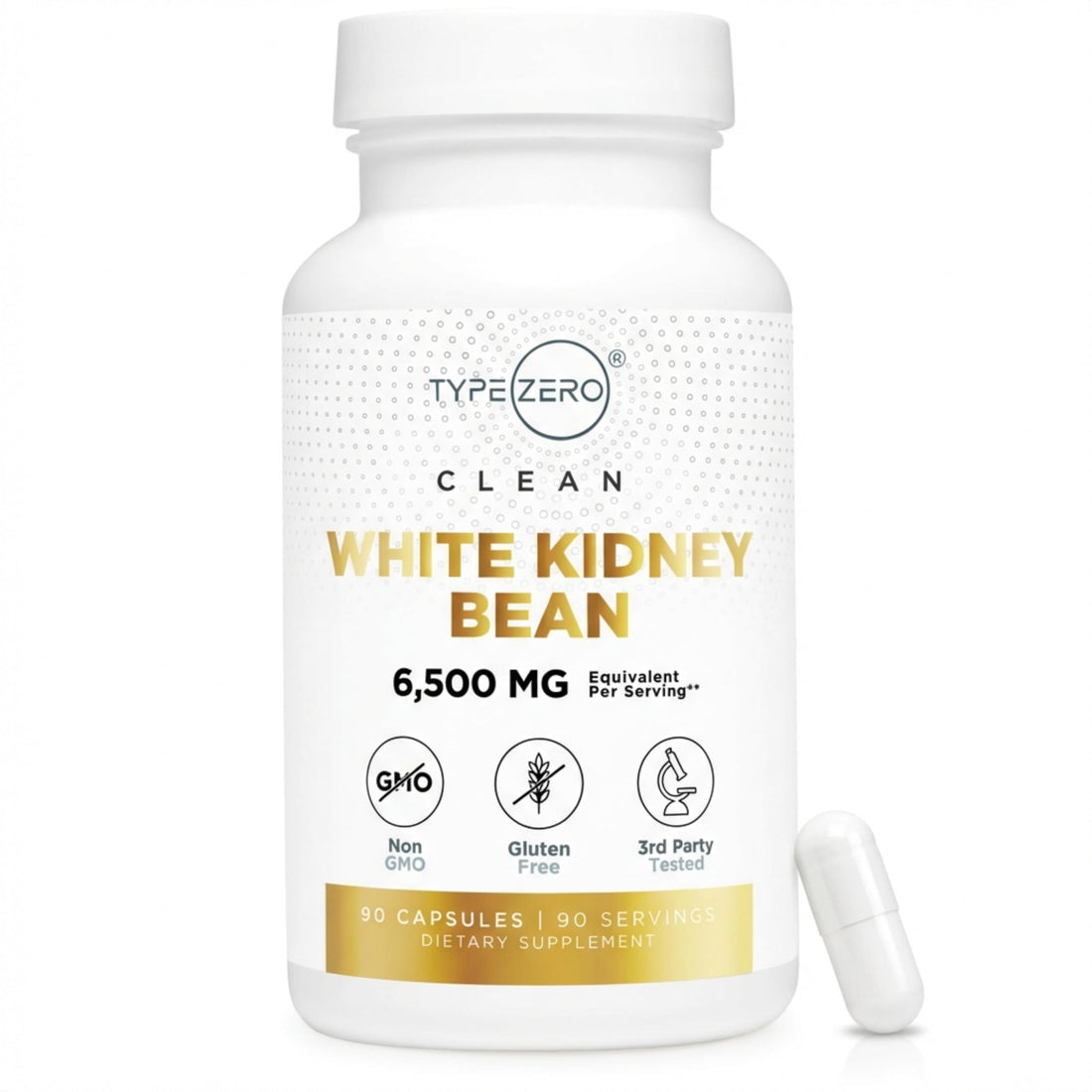 Type Zero Clean White Kidney Bean Capsules (6,500 MG Equivalent Per Serving, 90 Count) - Non-GMO, Gluten Free Type ZeroUS supplements