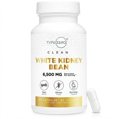 Type Zero Clean White Kidney Bean Capsules (6,500 MG Equivalent Per Serving, 90 Count) - Non-GMO, Gluten Free Type ZeroUS supplements