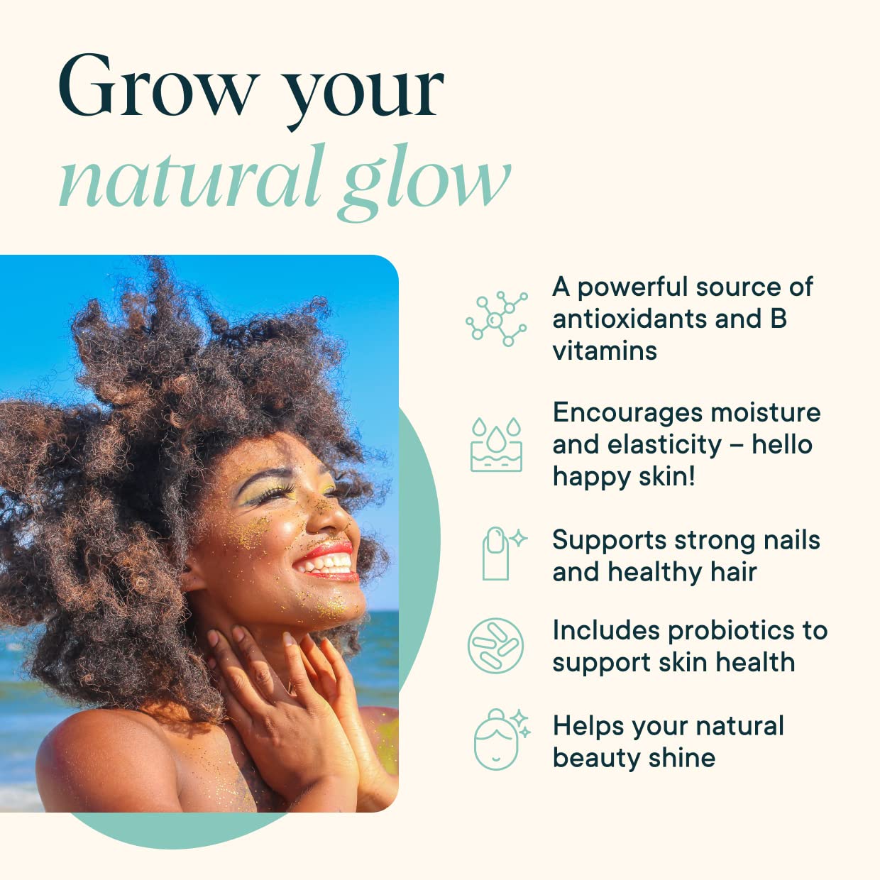 Ora Organic Hair, Skin, and Nails Support- BeYouTiful - Beauty Supplement with B Vitamins and Algae Extracts for Healthy Hair and Skin - 60 Vegan Capsules Ora OrganicUS supplements