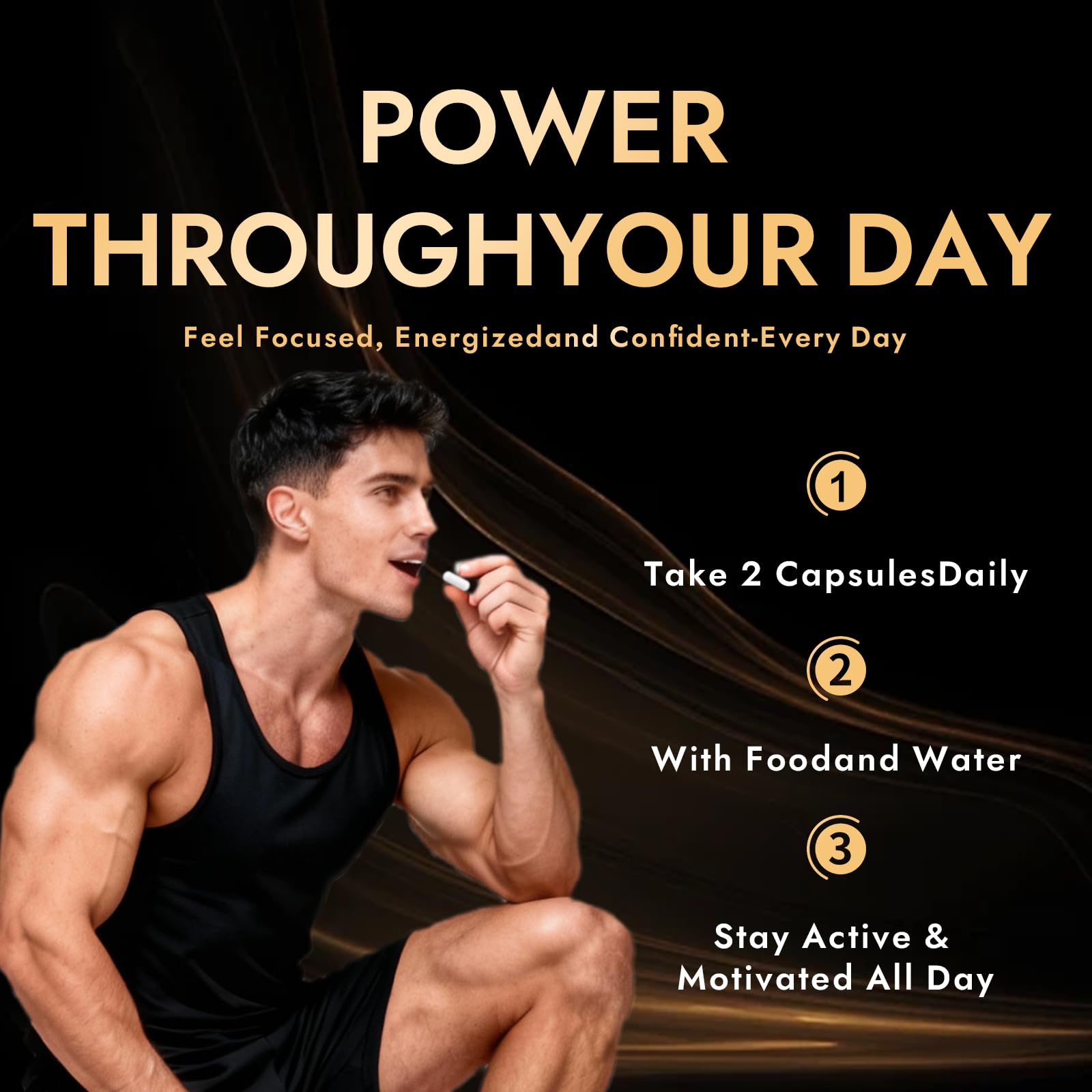 Quantum Gold Performance Capsulas – Daily Energy & Endurance Support Supplement | Boost Motivation & Confidence | 60 Capsules(1PC) ultimapeakAu supplements