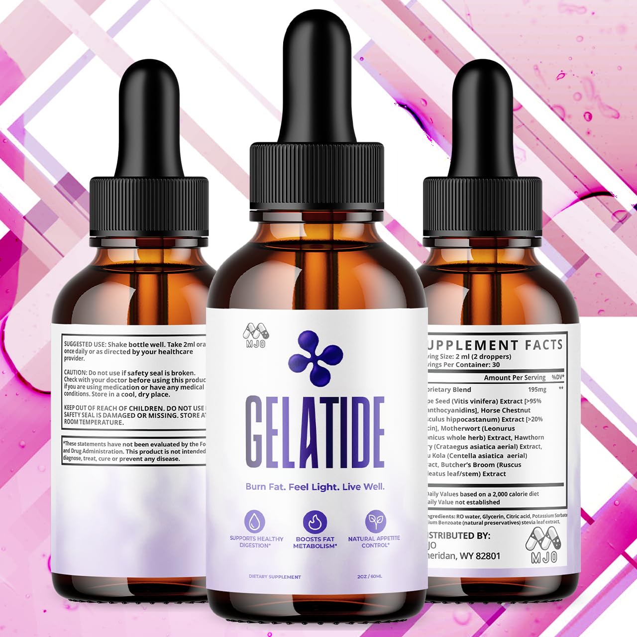 (2 Pack) Gelatide Drops, Official Gelatide Health Support Formula with All Natural Ingredients, Advanced Active Lifestyle Support Supplement Max Strength Vitamin Formula for Women & Men (60 Servings) MJOAu supplements