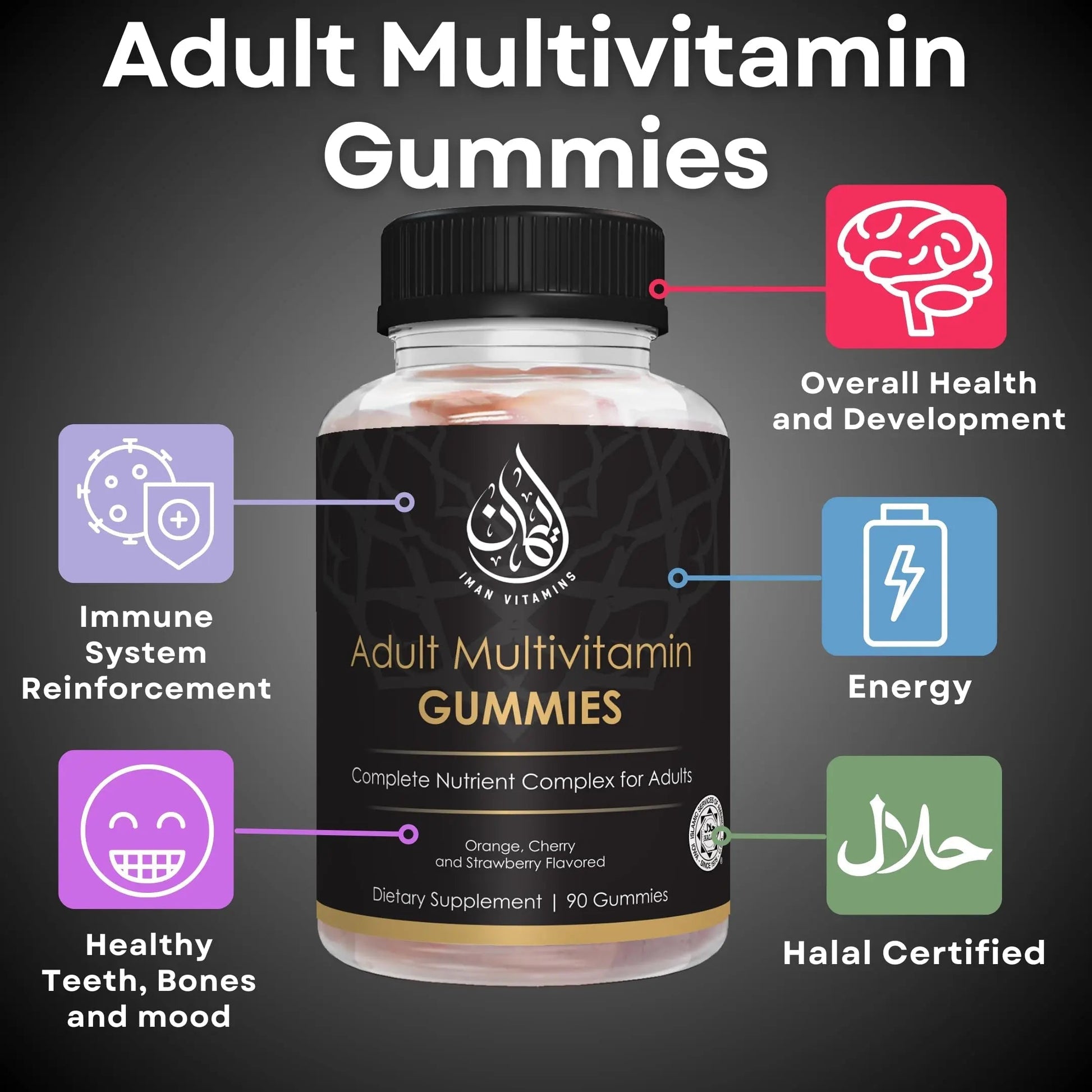 Iman Vitamins Halal Complete Complex Adult Multivitamin Gummies | Natural Immune Boost for Men & Women | Vegetarian & Non-GMO | Iman VitaminsAu supplements