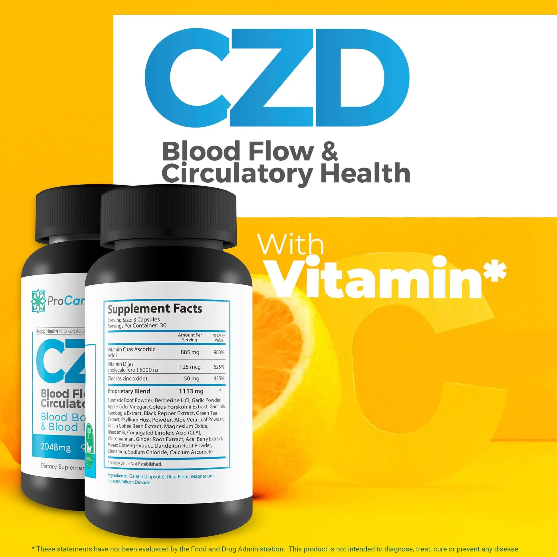 CDZ Supplement Vitamin C D and Zinc Plus Herbs - Our Best Vitamin C D Zinc Blood Booster for Blood Balance & Blood Flow - C Z D Blood Flow & Circulatory Health - Pro Canna Labs Gummies Capsules Happy Health Marketplacenz supplements