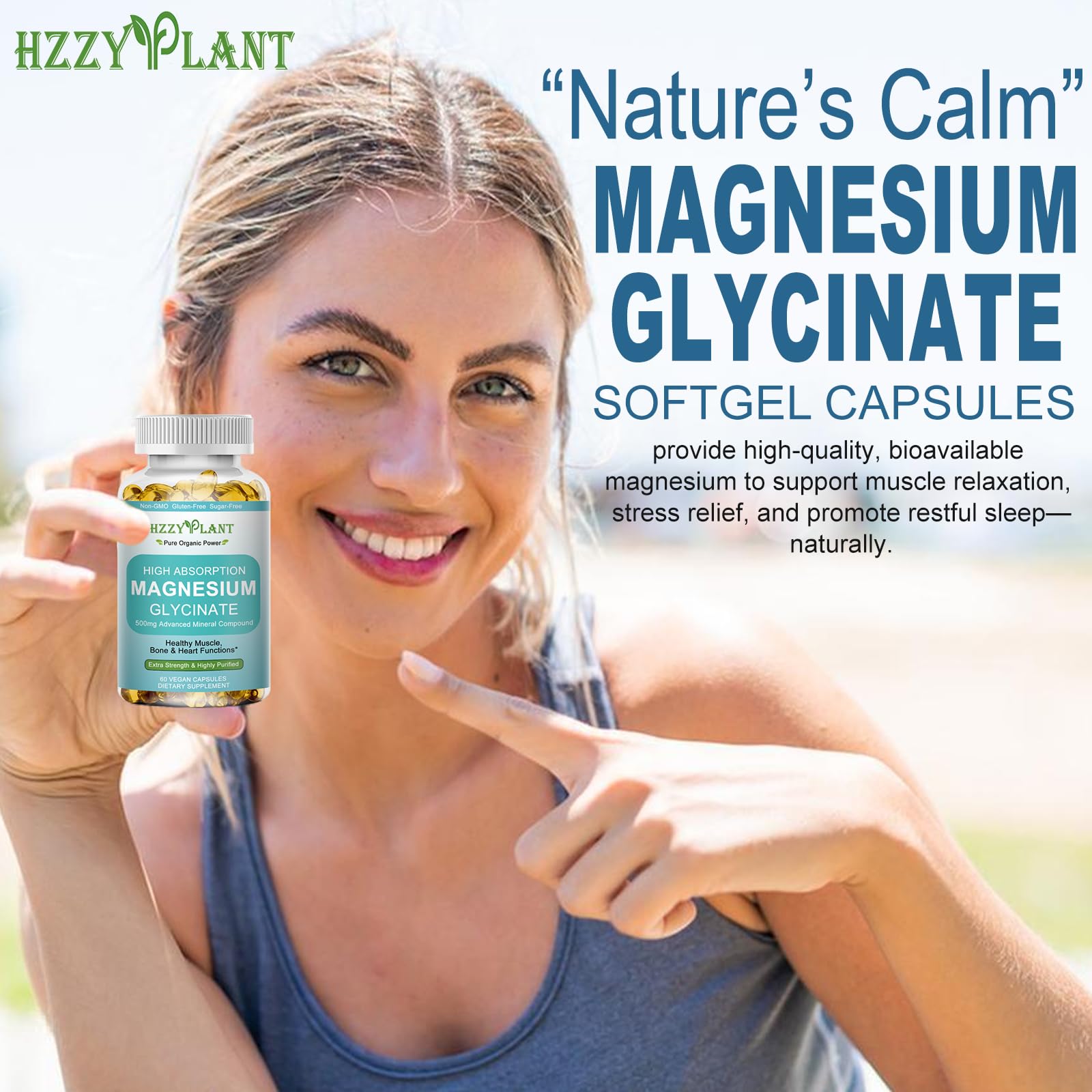 Magnesium Glycinate 500mg Softgels, High Absorption Magnesium Supplement Softgel Capsules for Muscle, Heart, Sleep & Bone Support, Stress Relief, Nerve Health & Metabolism, Non-GMO, 2 Month Supply HZZYPLANTAu supplements