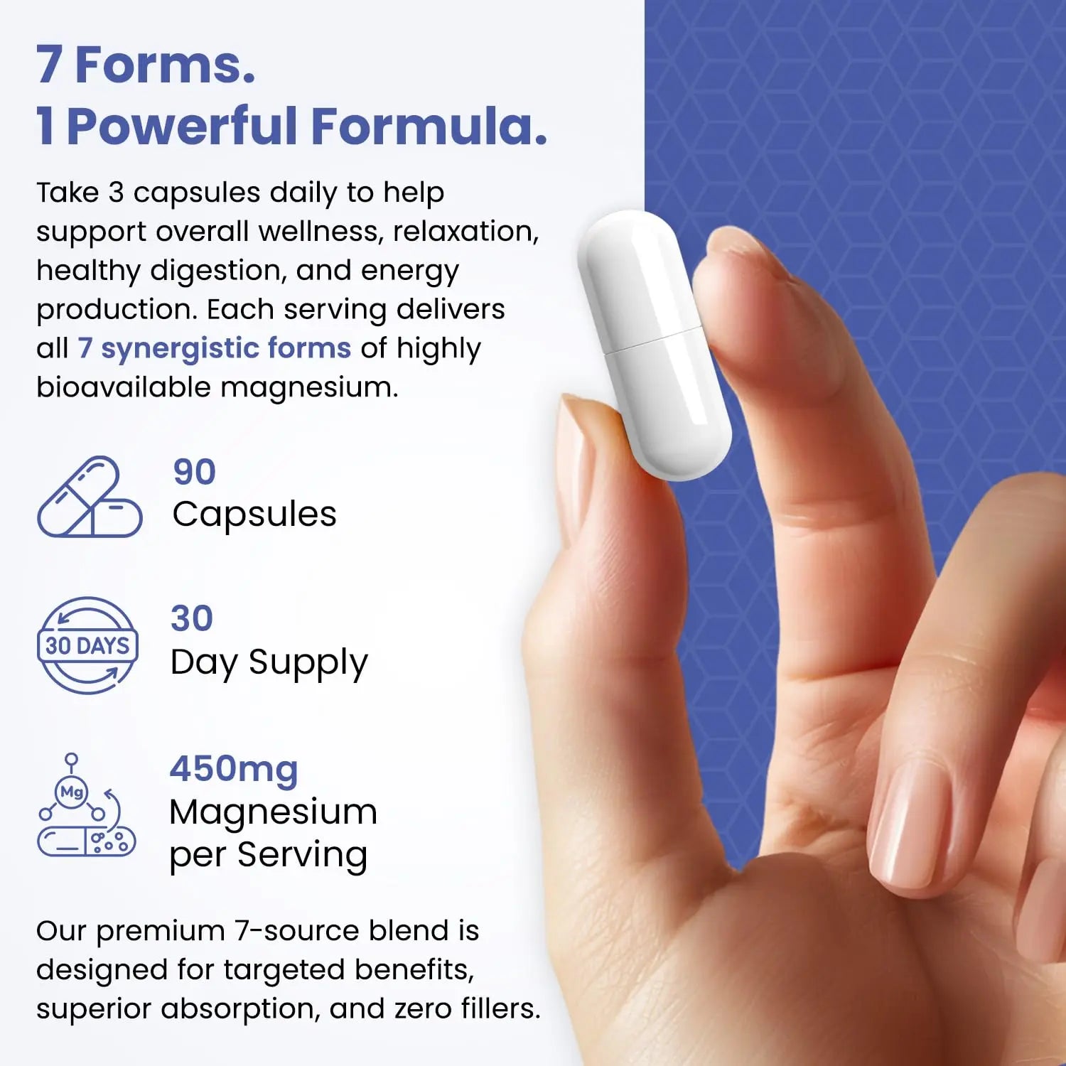 Magnesium Complex for Sleep, Relaxation, Digestion & Calm – Magnesium Glycinate, Citrate, Bisglycinate, Carbonate, Malate, Orotate, Taurate, + Humic/Fulvic for High Absorption - 90 ct. VITAMIZEDnz supplements