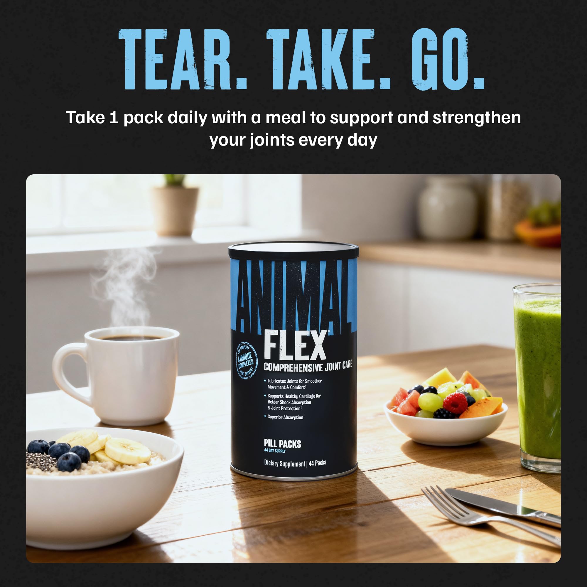 Animal Flex - Glucosamine Chondroitin Joint Supplement for Women and Men Discomfort with Turmeric, MSM, Boswellia for Cartilage, Joint Health, Muscles, Back, Knees, Shoulder, and Hip, 44 Packs AnimalAu supplements