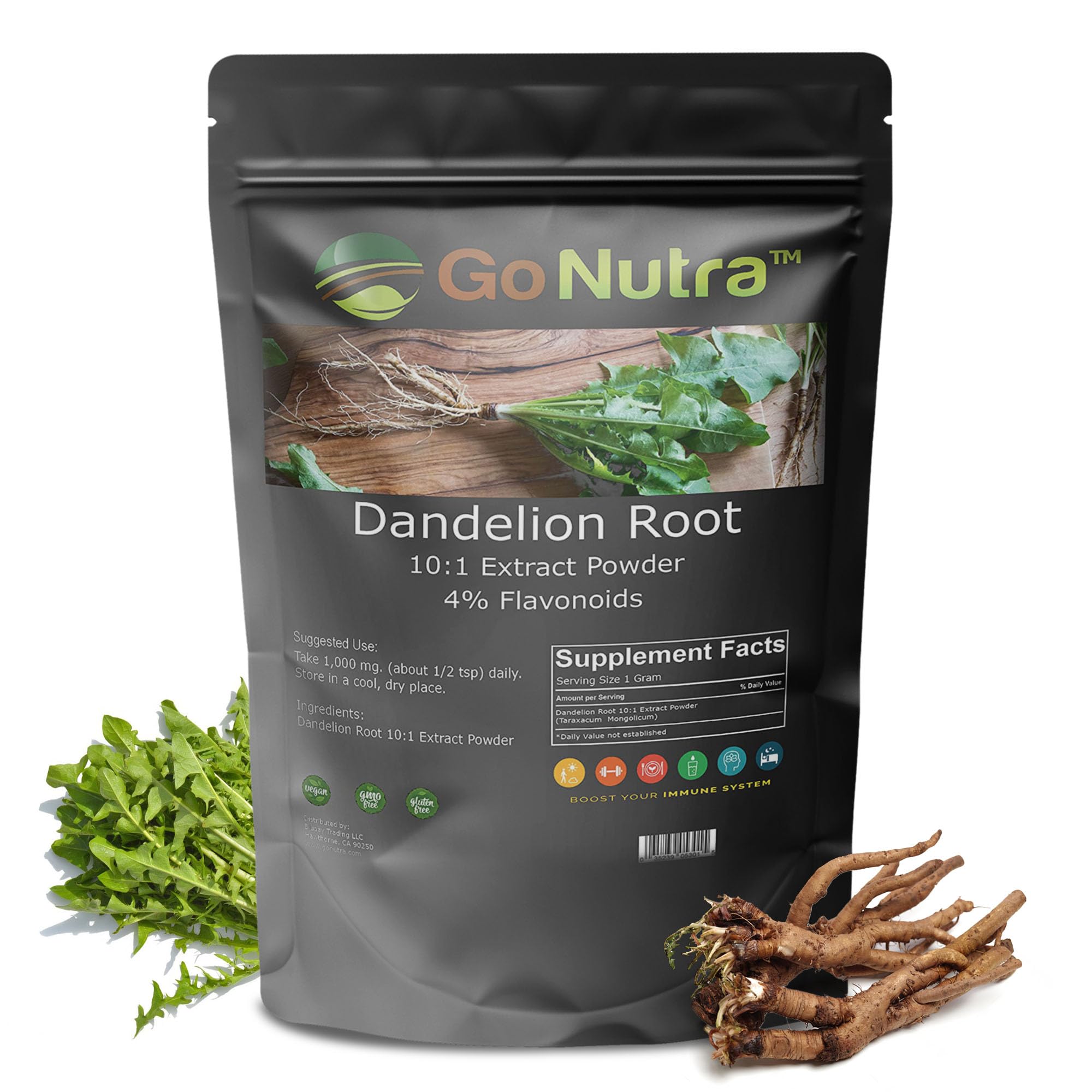 Go Nutra - Dandelion Root Powder, Potent 10:1 Dandelion Root Extract with 4% Flavonoids Go NutraUS supplements