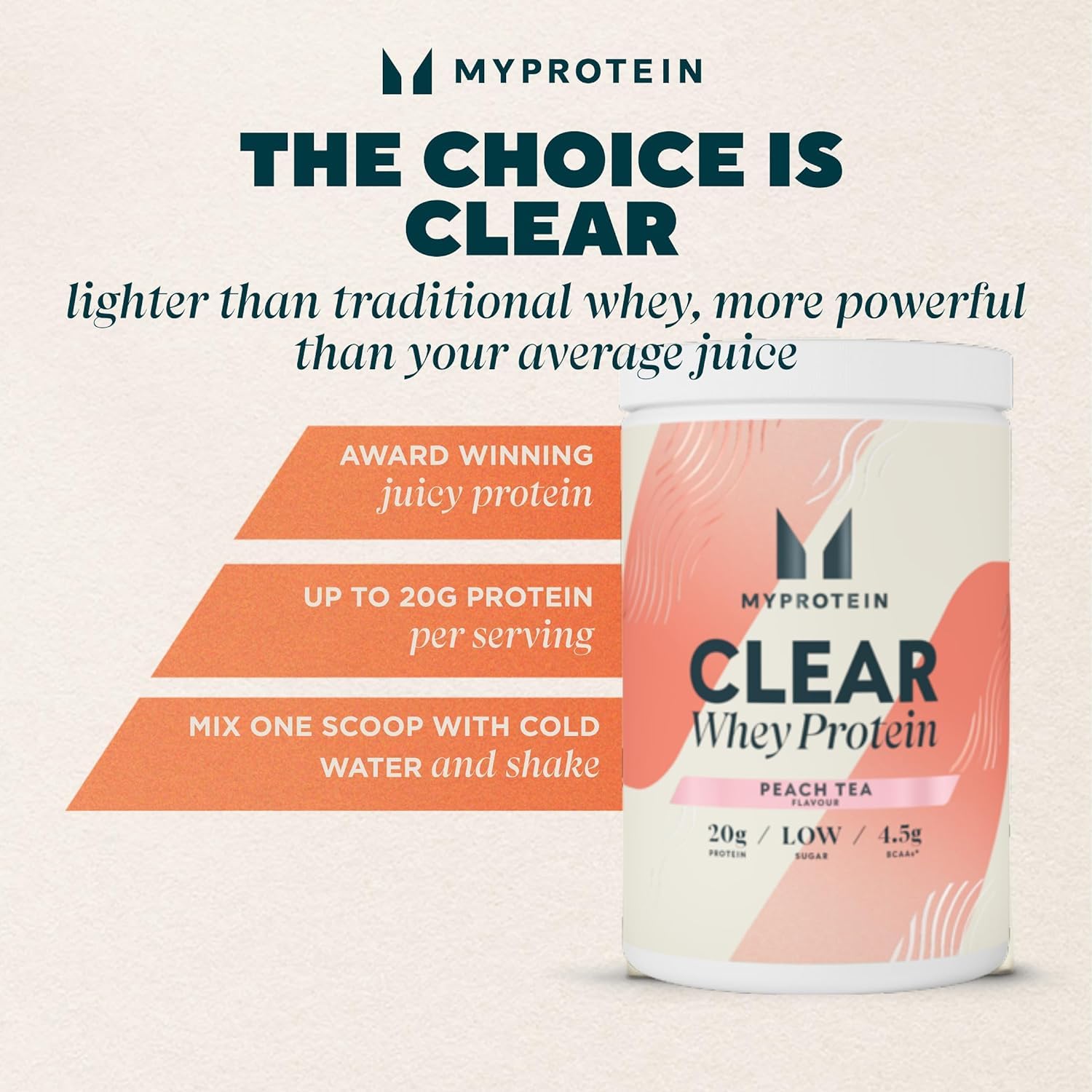 Myprotein Clear Whey Isolate Protein Powder - Peach Tea - 488g - 20 Servings MyproteinAu supplements