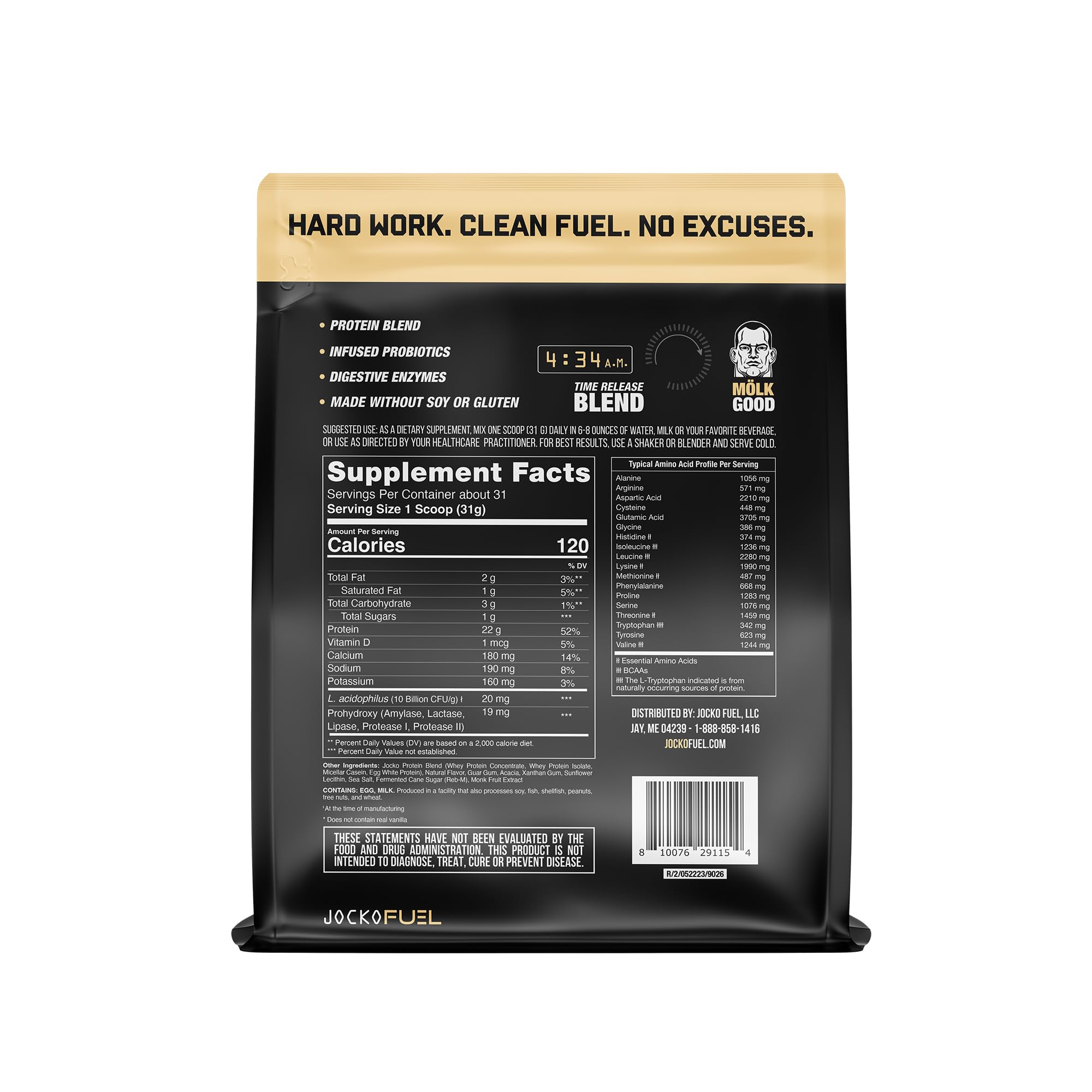 Jocko Mölk Whey Protein Powder (Vanilla) - Keto, Probiotics, Grass Fed, Digestive Enzymes Jocko FuelUS supplements
