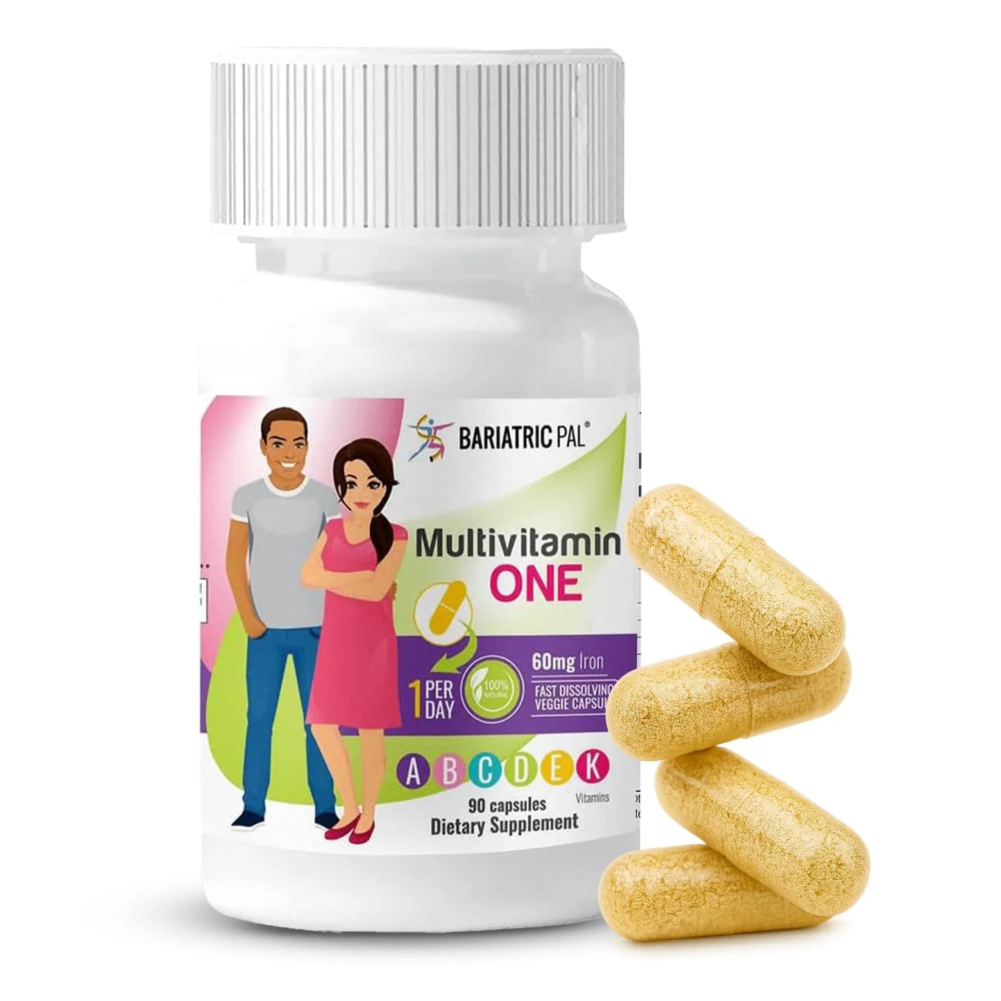 BariatricPal Multivitamin ONE 1 per Day! Bariatric Multivitamin Capsule with 60 mg of Iron | Easy to Swallow Capsule | BariatricPalAu supplements