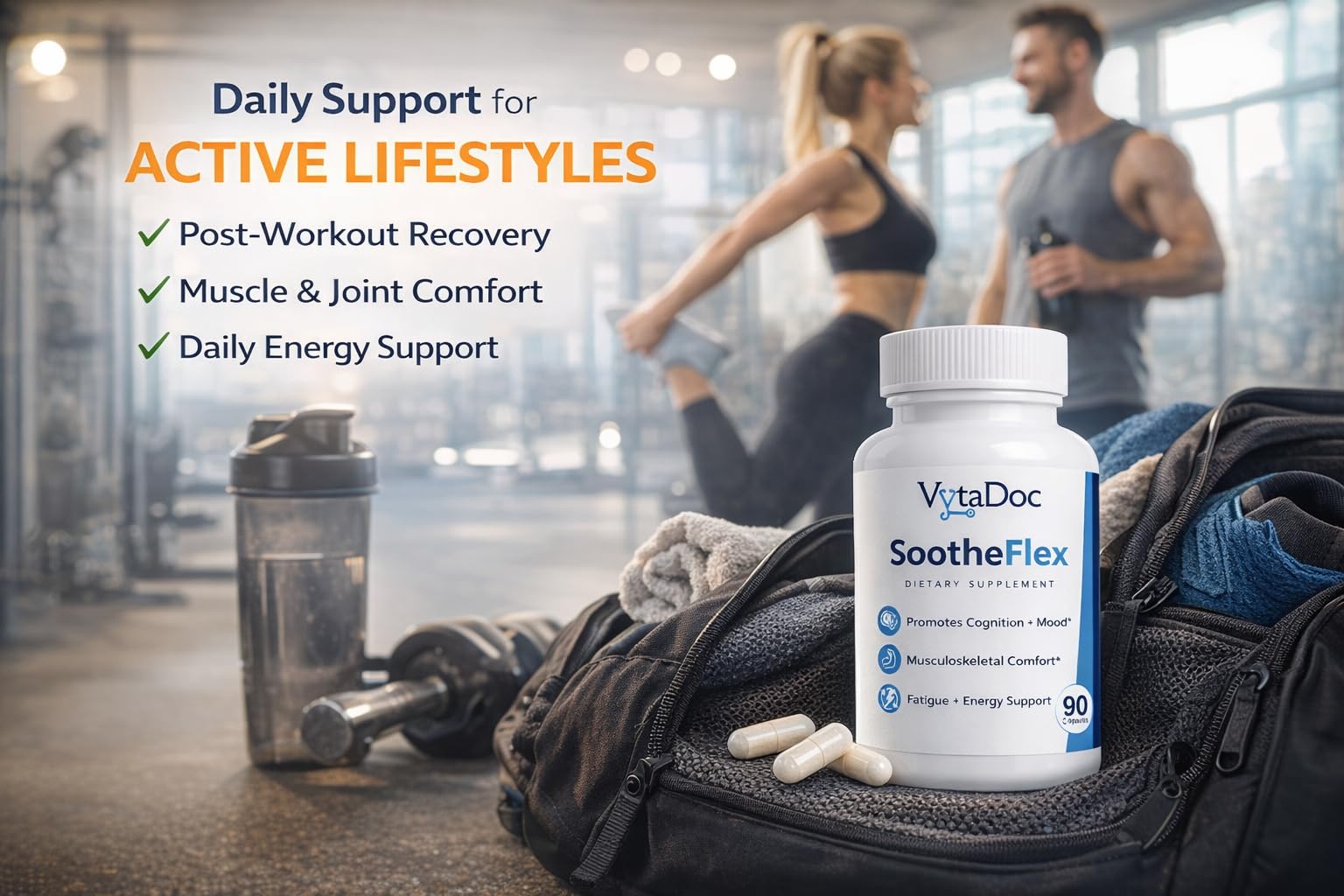 VytaDoc SootheFlex Joint, Energy & Mood Support for Women | Turmeric 900mg, Ferrochel® Iron, Magnesium Malate, Vitamin D3, Ginger, Selenium | 90 Capsules | Gentle Iron — Easy on Digestion VytaDocAu supplements