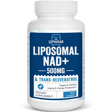 Lepoznan Liposomal NAD+ 500 mg + Trans-Resveratrol 300 mg, Superior Absorption True NAD Supplement Efficient for Cellular Energy Metabolism & DNA Repair, 60 Softgels LepoznanAu supplements