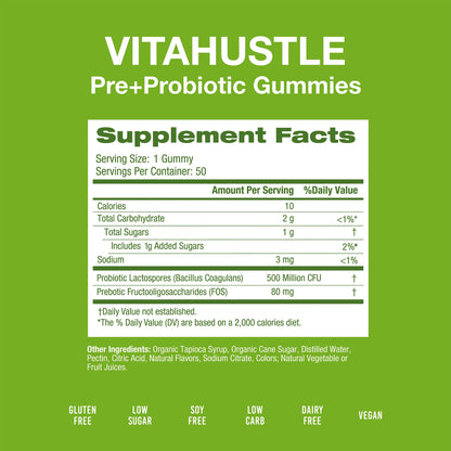 VitaHustle Probiotic Gummies + Prebiotics by Kevin Hart with Chicory Root Inulin Fiber VitaHustleUS supplements