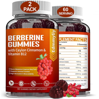 Berberine Gummies 1600mg with Ceylon Cinnamon Sugar Free High Potency Berberine EdmmyliyUS supplements