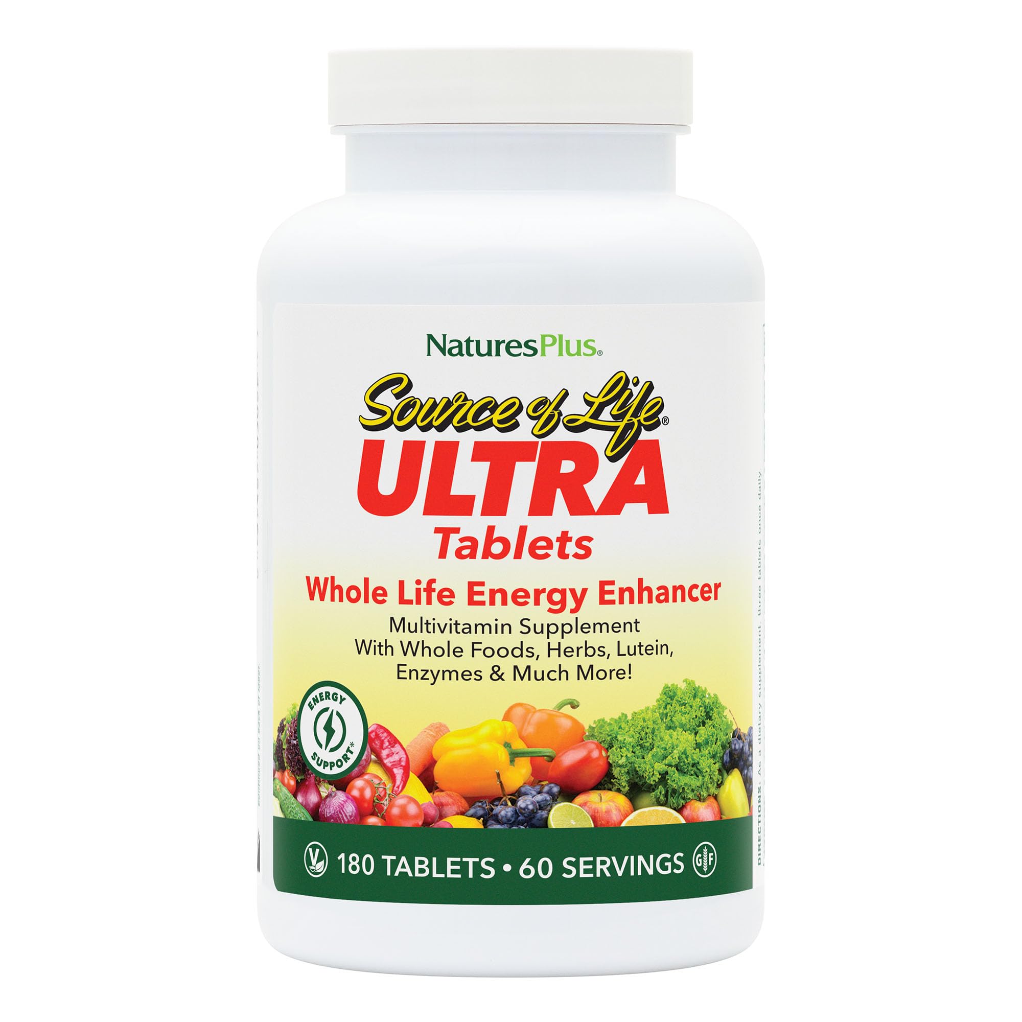 NaturesPlus Ultra Source of Life with Lutein - 180 Tablets - Multivitamin Supplement with Whole Foods - Supports Natural Energy & Overall Well-Being - Gluten Free, Vegetarian - 60 Servings NaturesPlusAu supplements