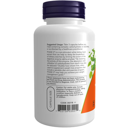 NOW Supplements, Phase 2® (White Kidney Bean Extract) 500 mg, Weight Management NOWUS supplements