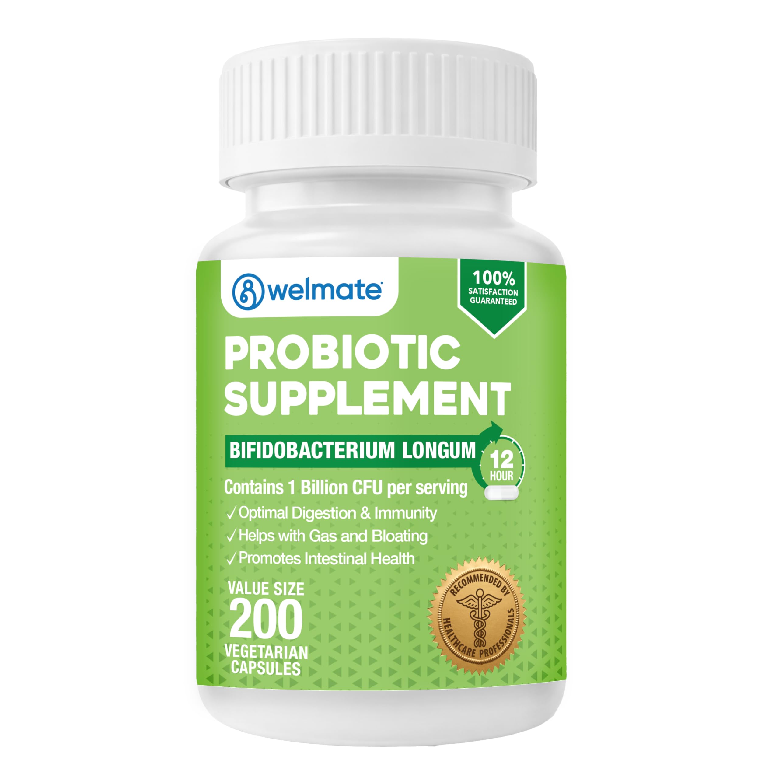 WELMATE Bifidobacterium - Probiotic Supplement - Supports Gut Health - Immune Support - Digestive Enzymes - Gluten Free - Vegan - Men & Womens Probiotic - Value Size - 200 Count WELMATEAu supplements