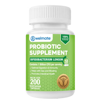 WELMATE Bifidobacterium - Probiotic Supplement - Supports Gut Health - Immune Support - Digestive Enzymes - Gluten Free - Vegan - Men & Womens Probiotic - Value Size - 200 Count WELMATEAu supplements