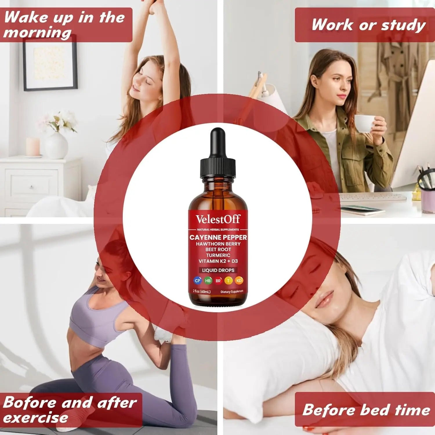 VelestOff Cayenne Pepper Drops - VelestOff Cayenne Circulation Blood Pressure Blend - Cayenne Pepper Hawthorn Beet Root Turmeric Vitamin K2 D3-2 OZ (2 PCS) Velestoffnz supplements