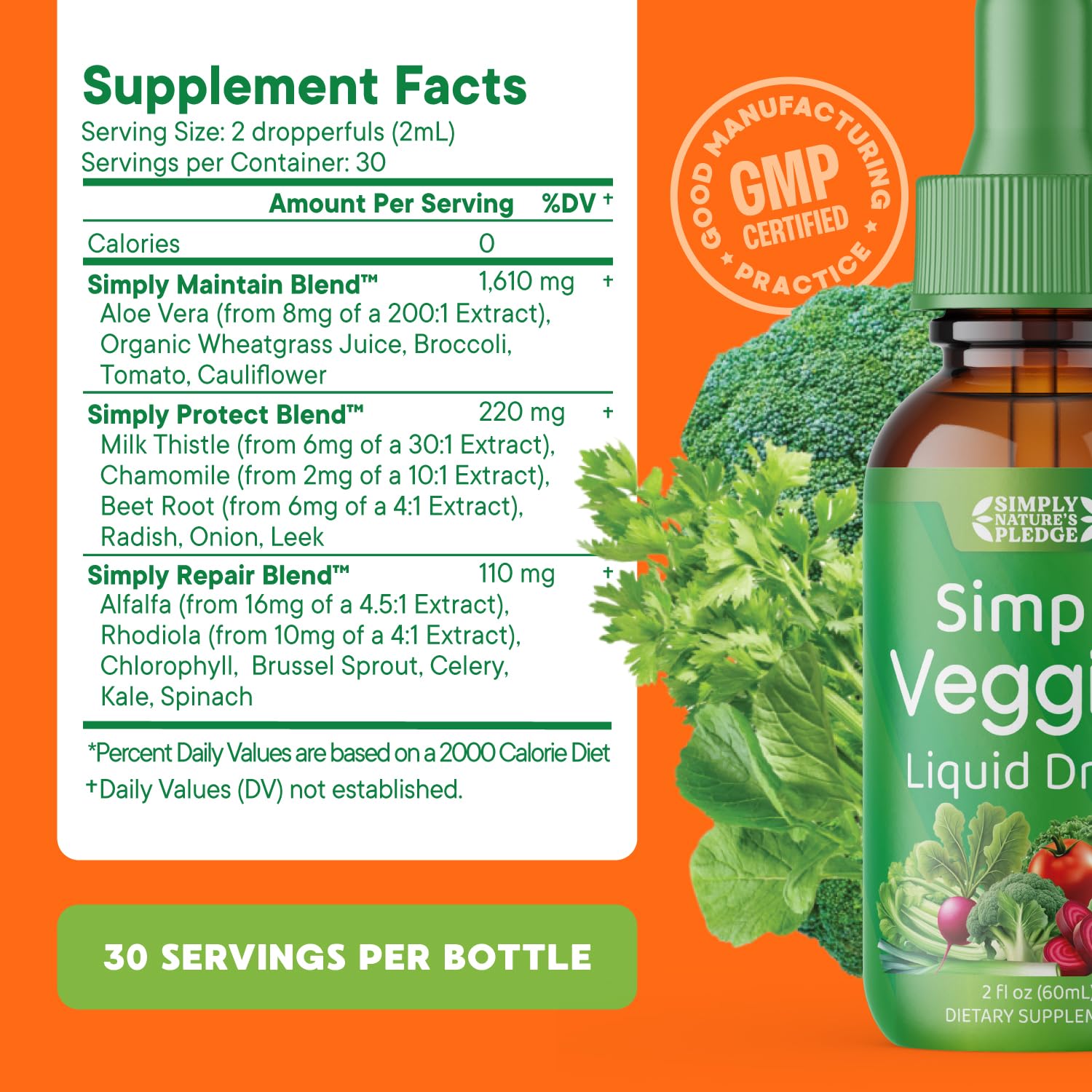 Simply Nature's Pledge - Fruit and Vegetable Supplements - Liquid Drops - Made with Whole Food Superfoods, Packed Vitamins & Minerals - Soy Free - Made in The USA Simply Nature's PledgeAu supplements