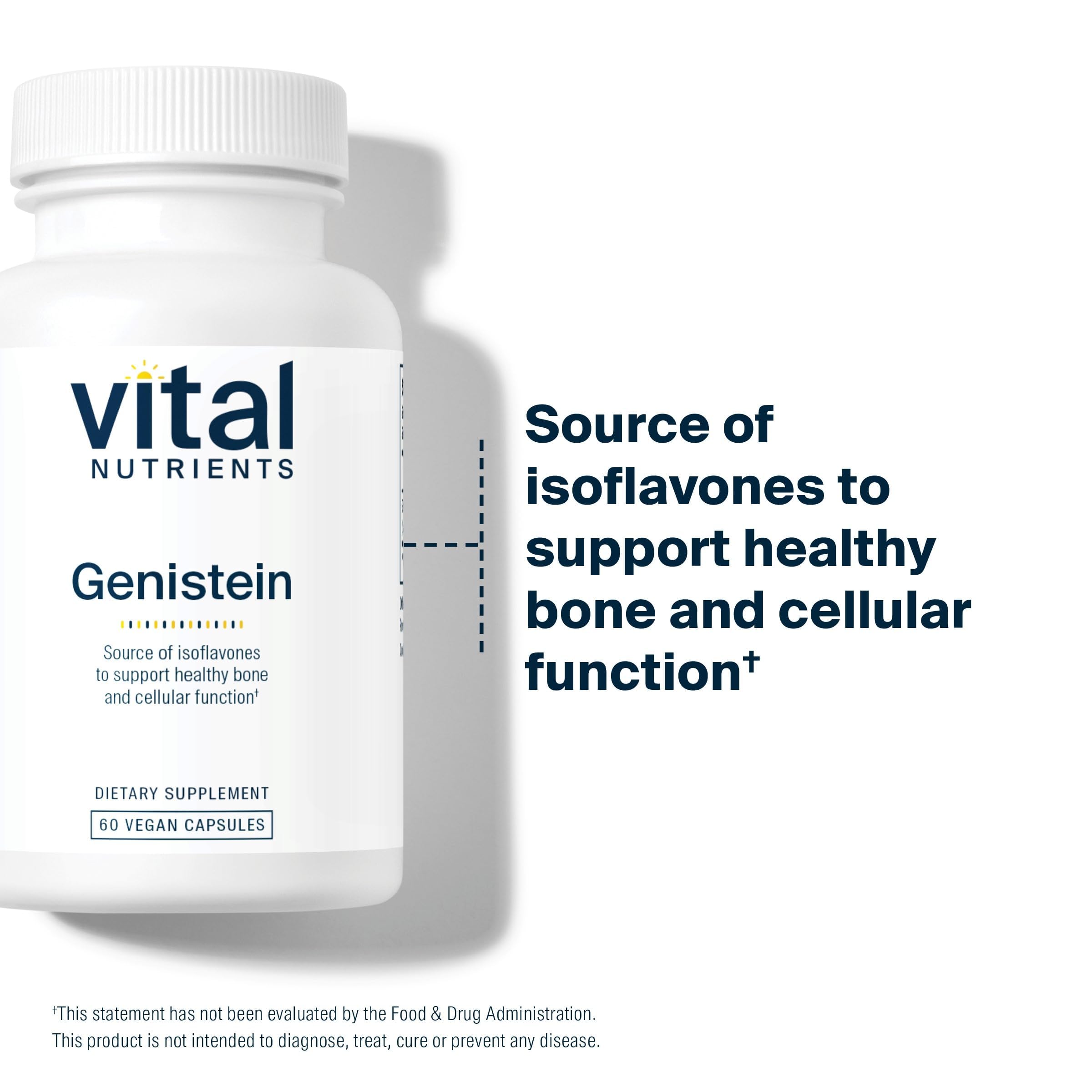 Vital Nutrients Genistein - Easily Absorbed Isoflavones for Bone Health Support* - Vegan Supplement - Gluten and Dairy Free - Non-GMO - 60 Capsules Vital NutrientsAu supplements