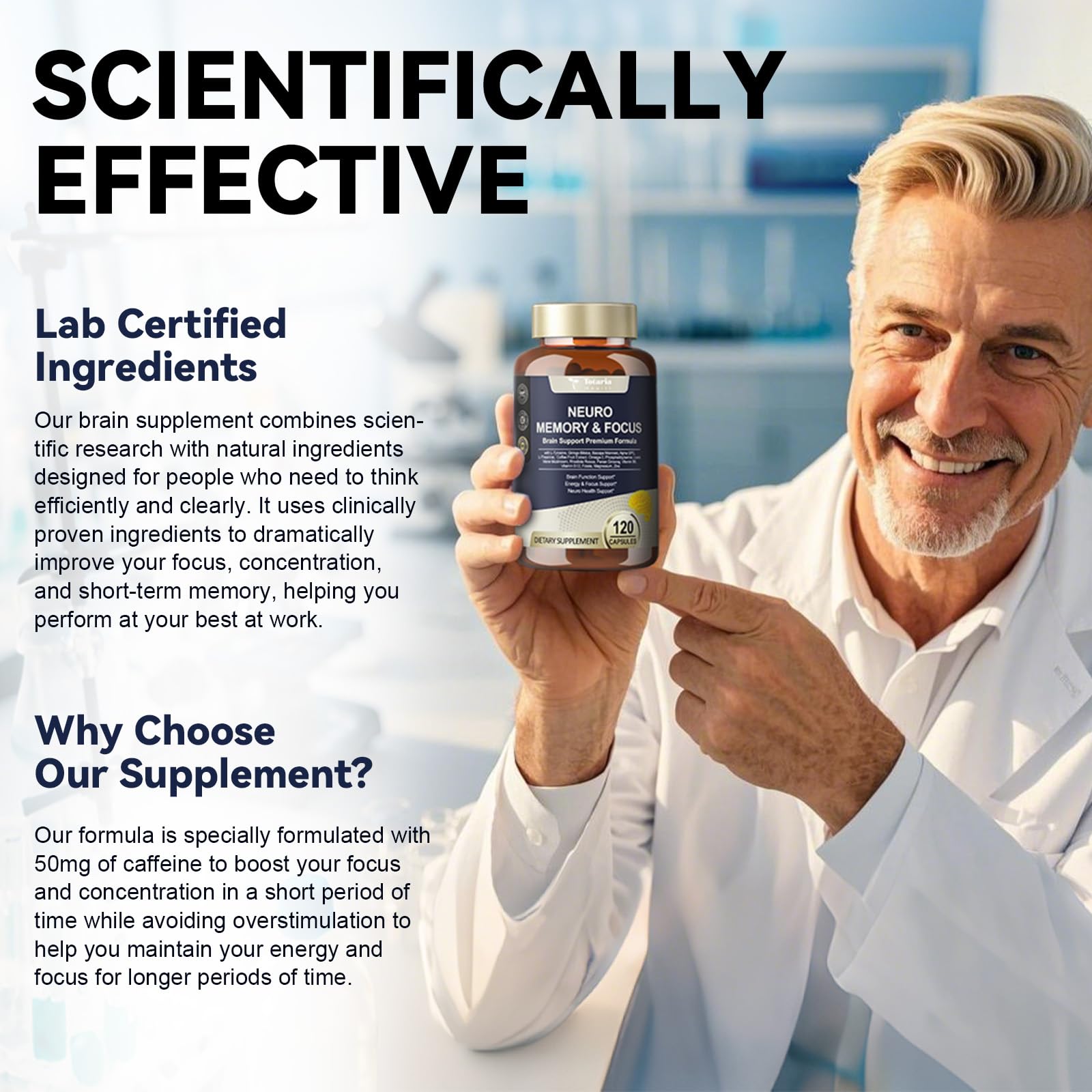 25 in 1 Brain Supplements for Memory and Focus & Neuro Health - Daily Brain Nootropic Cognitive Supplement with L-Tyrosine, Bacopa Monnieri, Ginkgo Biloba, Alpha GPC - Non-GMO, Gluten Free TotariaAu supplements