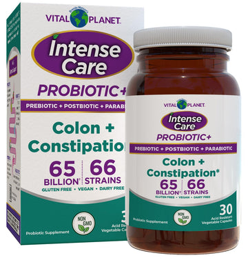 Vital Planet - Intense Care Colon & Constipation Probiotics, Prebiotics, Postbiotics, Parabiotics, 4-in-1 Refrigerated Supplement for Adults, 65 Billion CFU, 66 Strains, Digestive and Immune, 30 ct Vital PlanetAu supplements