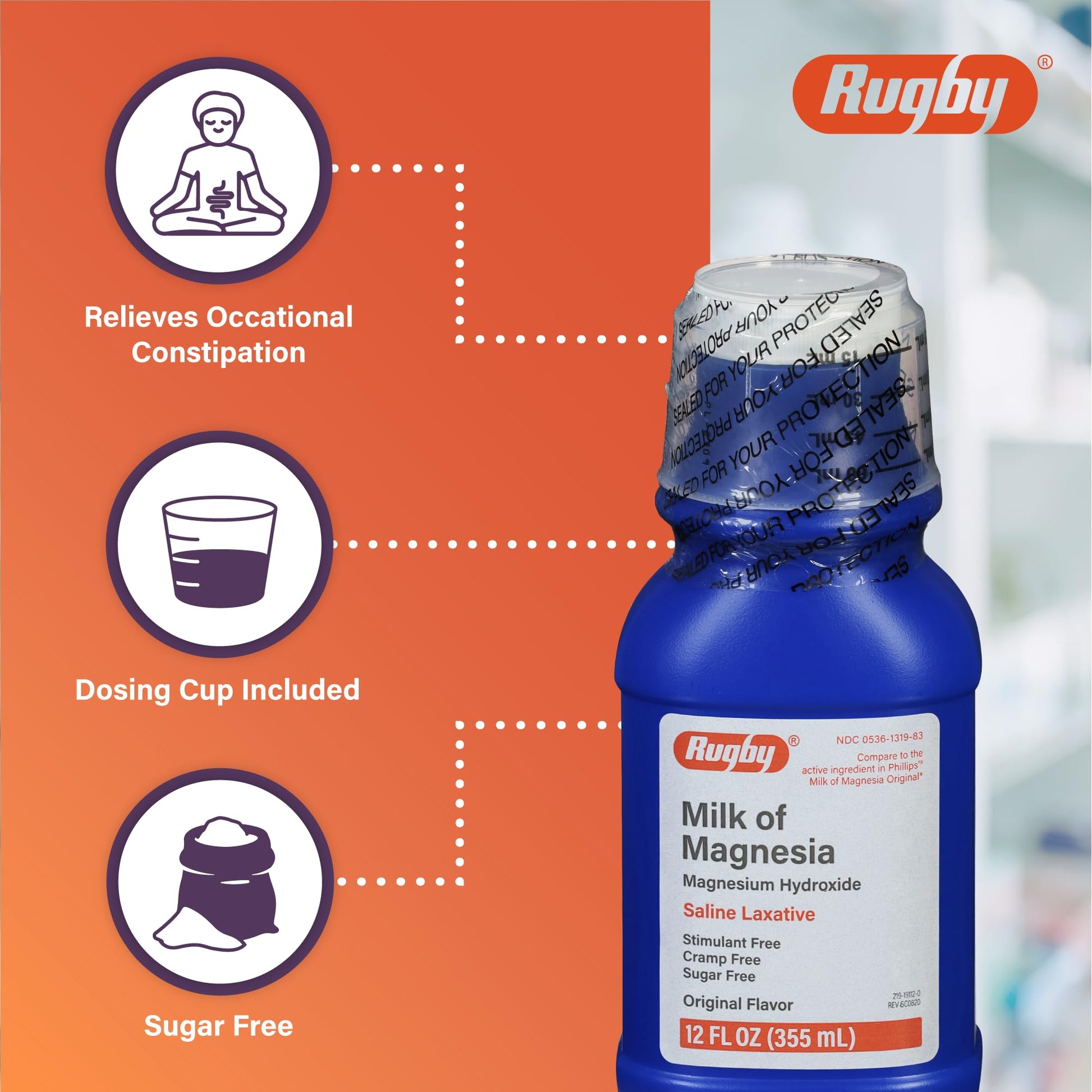 Rugby Milk of Magnesia Magnesium Hydroxide Saline Laxative – Stimulant, Cramp & Sugar-Free - Original Flavor – 12 Fl Oz RUGBY LABORATORIESAu supplements