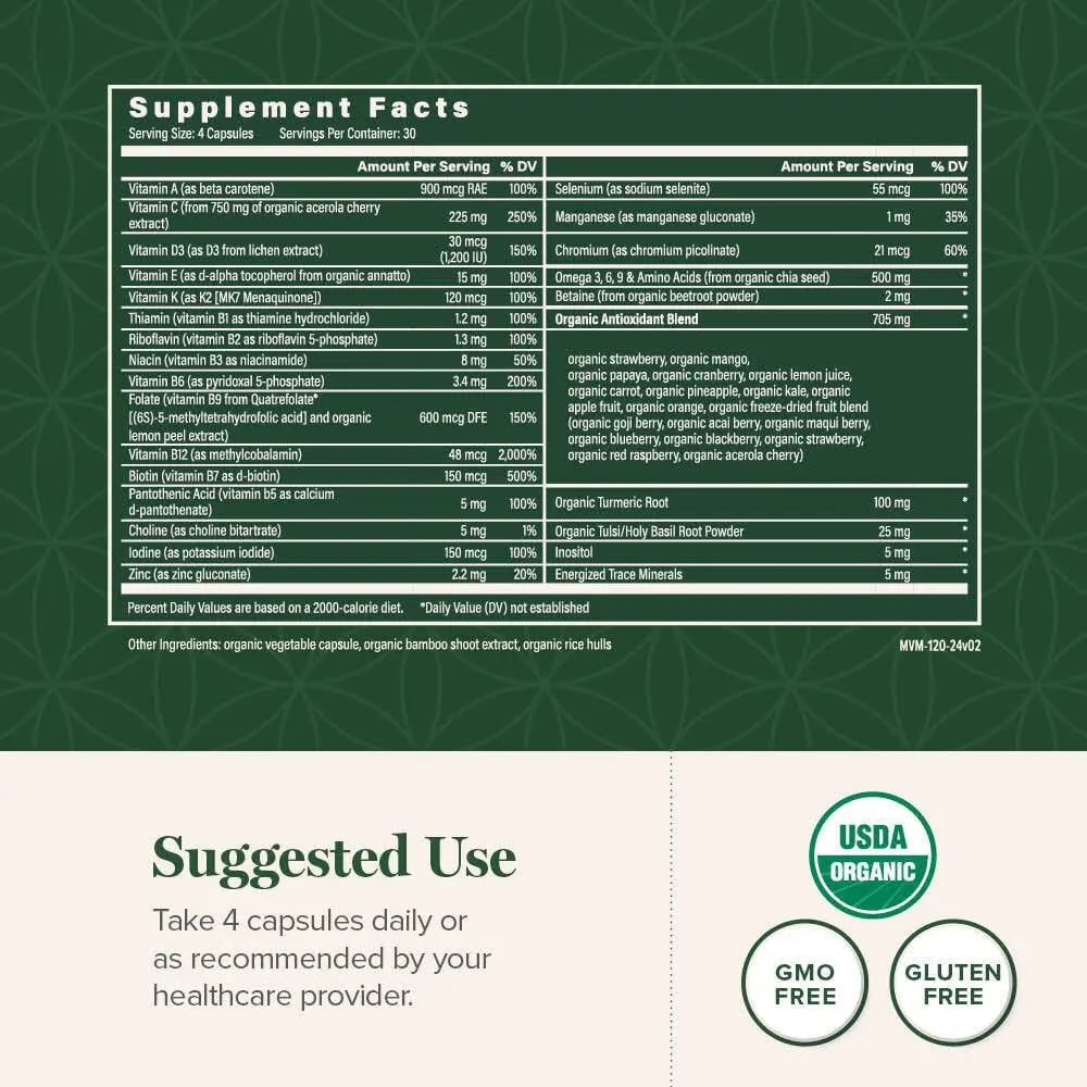 Global Healing Center - USDA Organic Multivitamin for Women & Men - Vitamins Include A, C, D, & More for Your Overall Health & Wellness Needs Global Healing CenterAu supplements