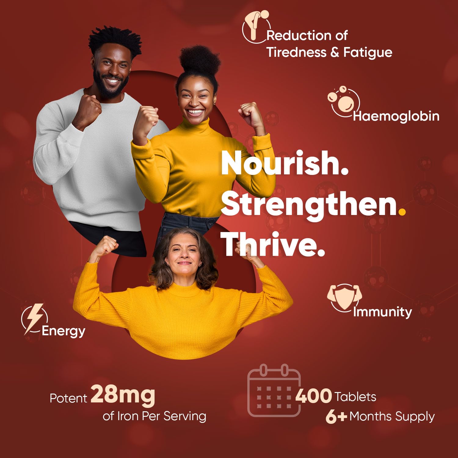 Gentle Iron Tablets High Strength 28mg - 400 Tablets (6+ Months Supply) - Vegan Iron WeightWorldUS supplements