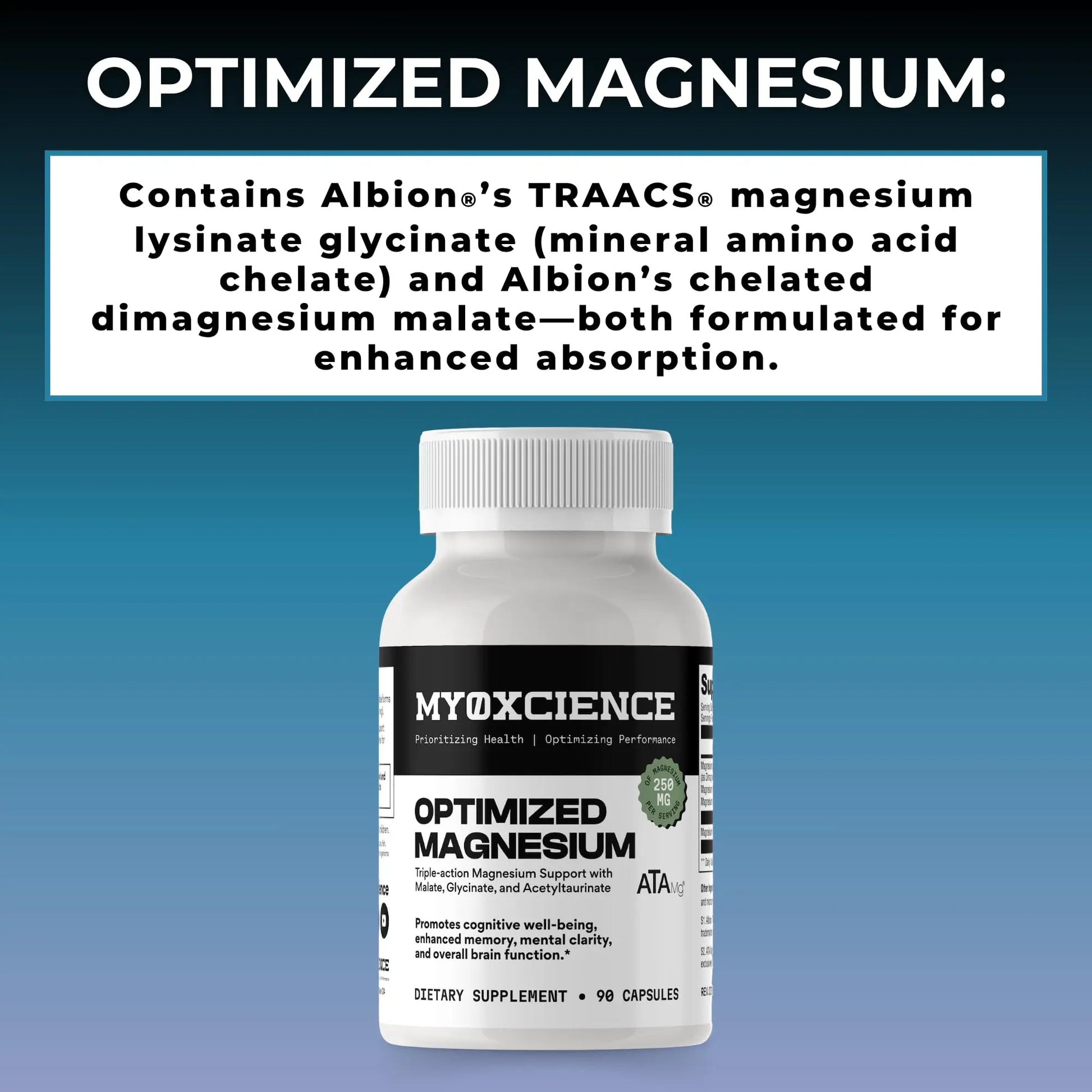 MYOXCIENCE Optimized Magnesium Glycinate + Magnesium Taurate (as ATAmag®) for High Brain Bioavailability to Support Stress Relief and Sleep | 30 Servings MYOXCIENCEnz supplements