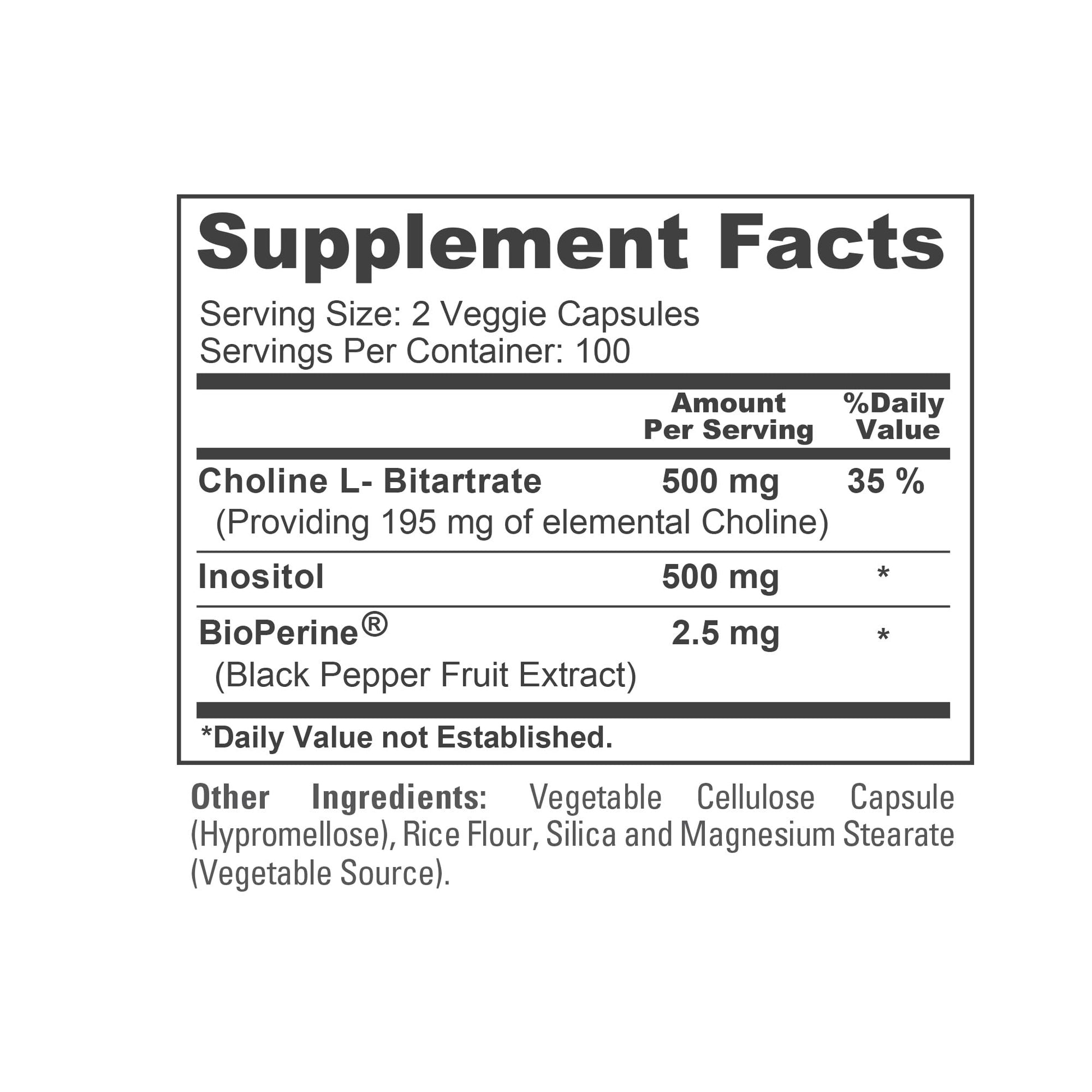 NusaPure Choline & Inositol - Suitable for Vegetarian/Vegan, Non - GMO - 1000mg - 200 Veggie Capsules NusaPureAu supplements