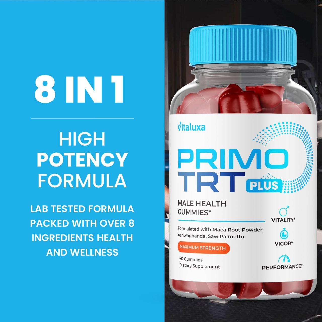 (2 Pack) Primo TRT Gummies, Primo TRT Advanced Performance Blend Supplement, PrimoTRT Try Prime Gomitas Maximum Strength for Males Support for Overall Health Wellness All Natural Ingredients (120 Ct) VitaluxaAu supplements