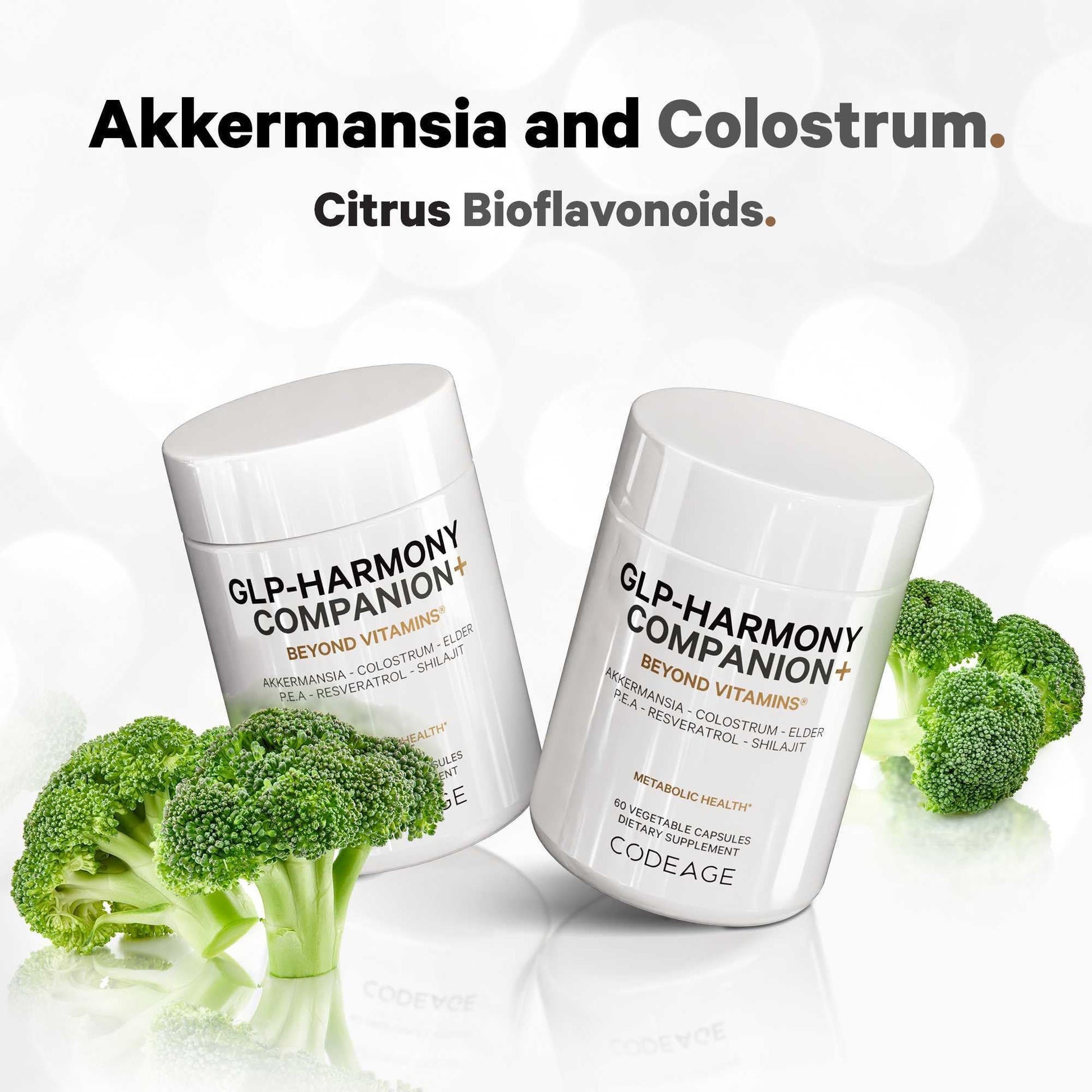 Codeage GLP-Harmony Companion+ Supplement - GLP-1 Agonist Support - Lion's Mane, Pea, Colostrum, Shilajit, Akkermansia, Elder, Citrus Bioflavonoids, Broccoli, Resveratrol - Non-GMO - 60 Capsules CodeageAu supplements