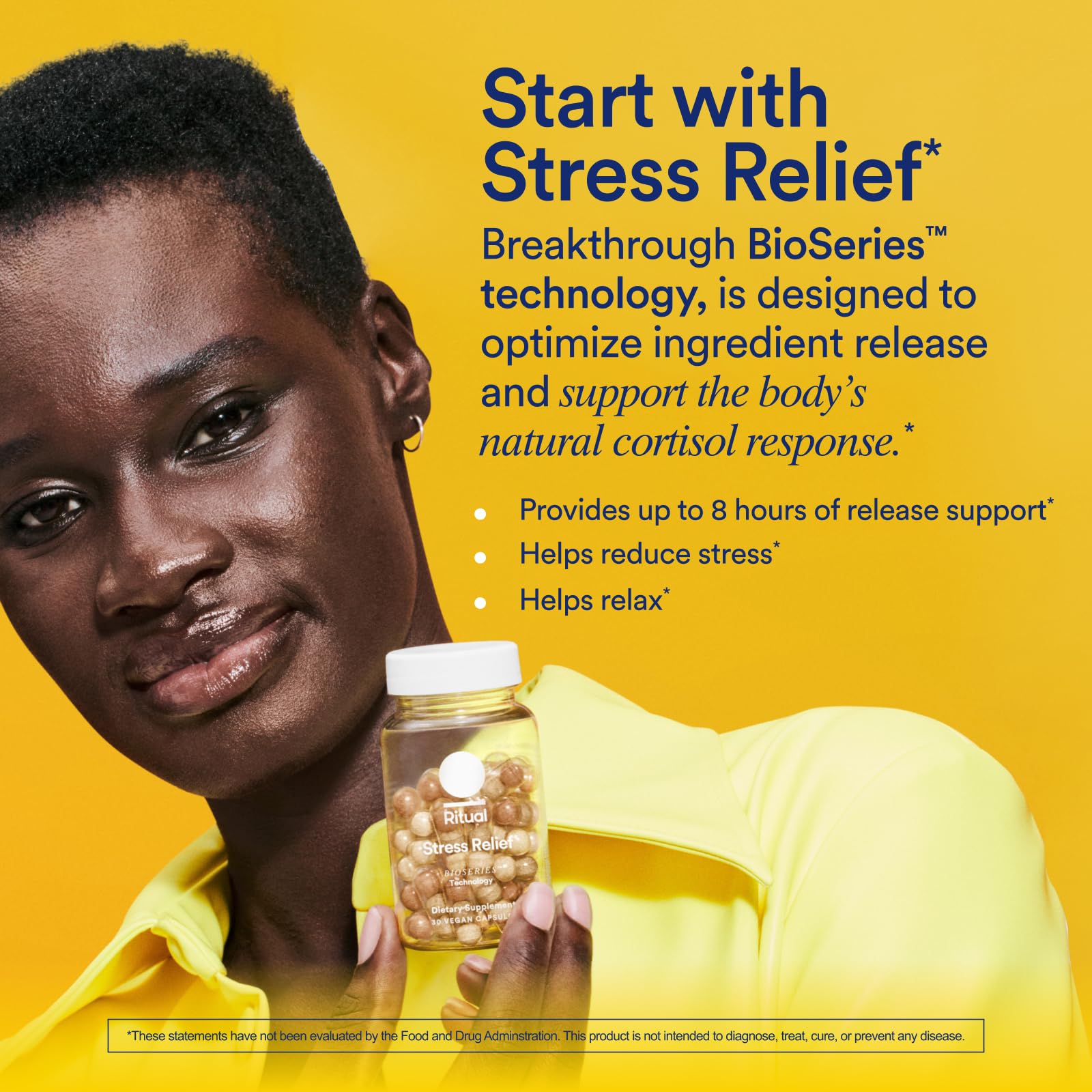 Ritual Stress Relief Supplement Shoden® Ashwagandha, Suntheanine® L-Theanine, and Saffron as affron®* BioSeries with 8-Hour Release to Support Natural Cortisol Response and Promote Calm, 30 Day RitualUS supplements