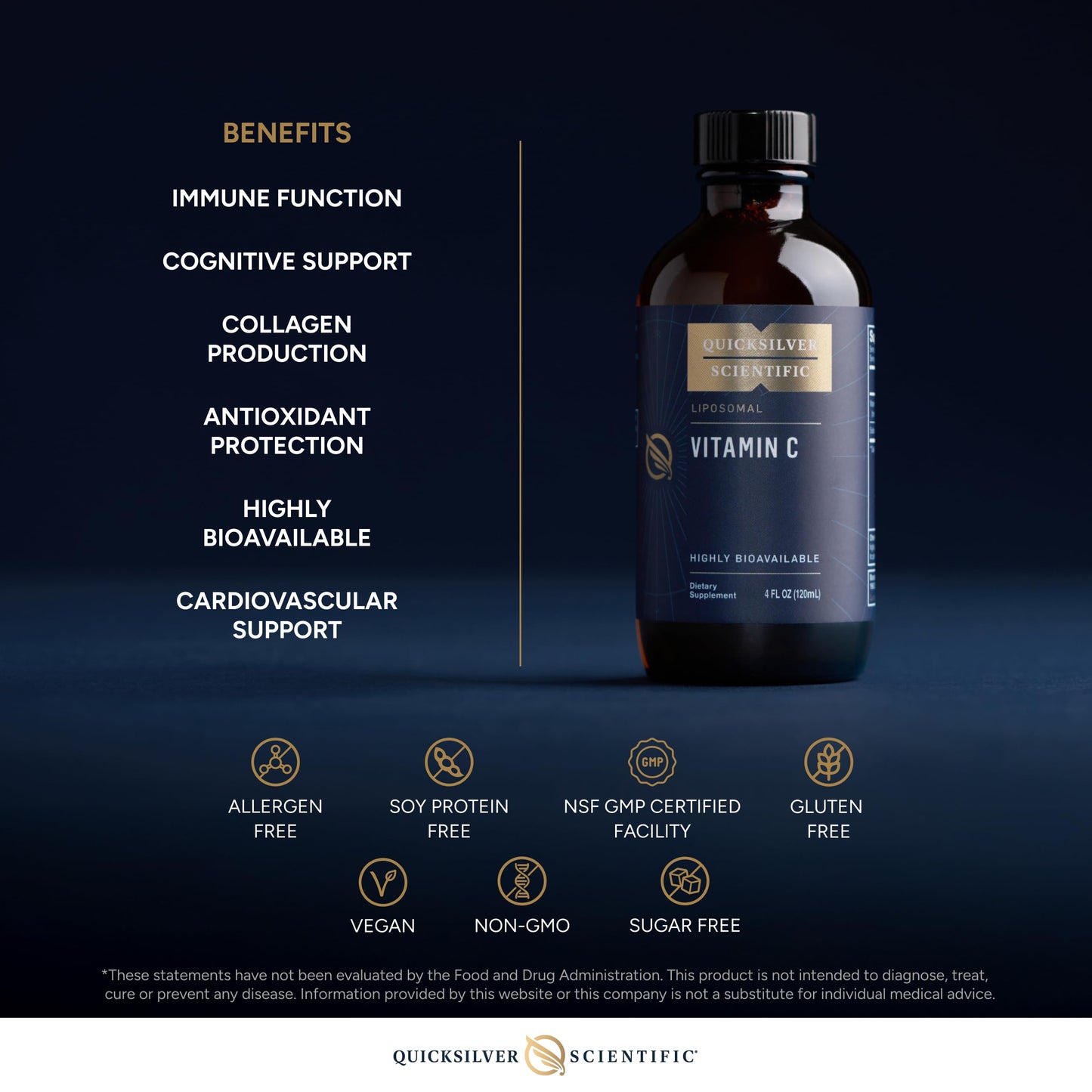 Quicksilver Scientific Liposomal Vitamin C - 1000mg Buffered Liquid Vitamin C Supplement - Immune + Antioxidant Support - Liposomes for Superior Absorption - Vegan + Non-GMO (4oz / 120ml) Quicksilver ScientificUS supplements